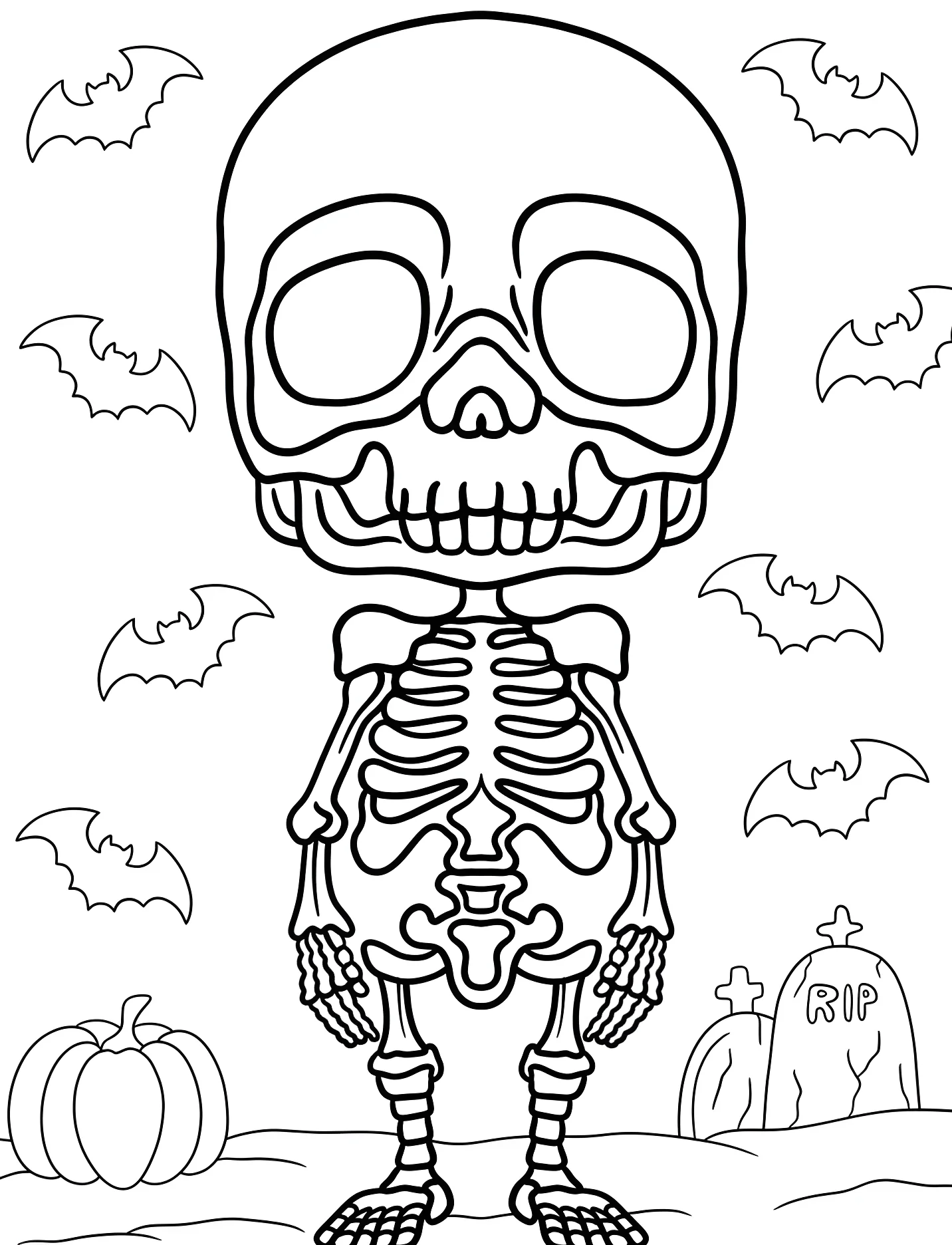 Милый скелетик на Хэллоуин для детей №17602. Хэллоуин (Halloween). Скелеты.