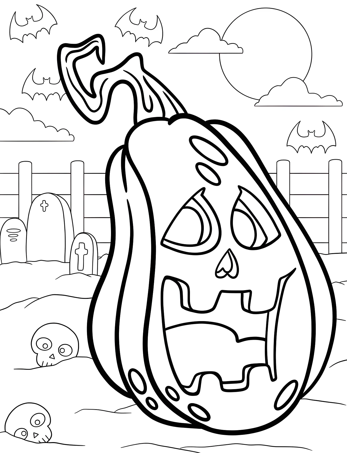 Жуткий тыква-фонарь в кладбище №17151. Хэллоуин (Halloween). Светильники Джека.