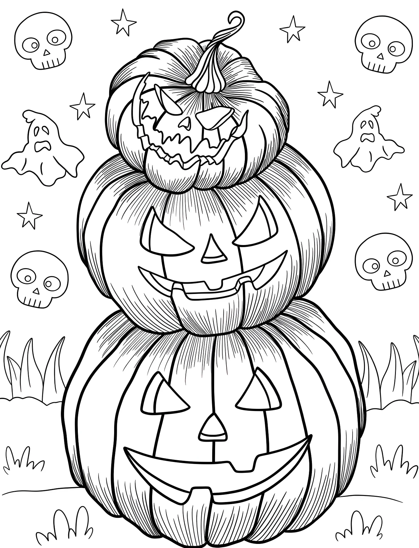 Забавная тыква-монстр для детей №17155. Хэллоуин (Halloween). Светильники Джека.