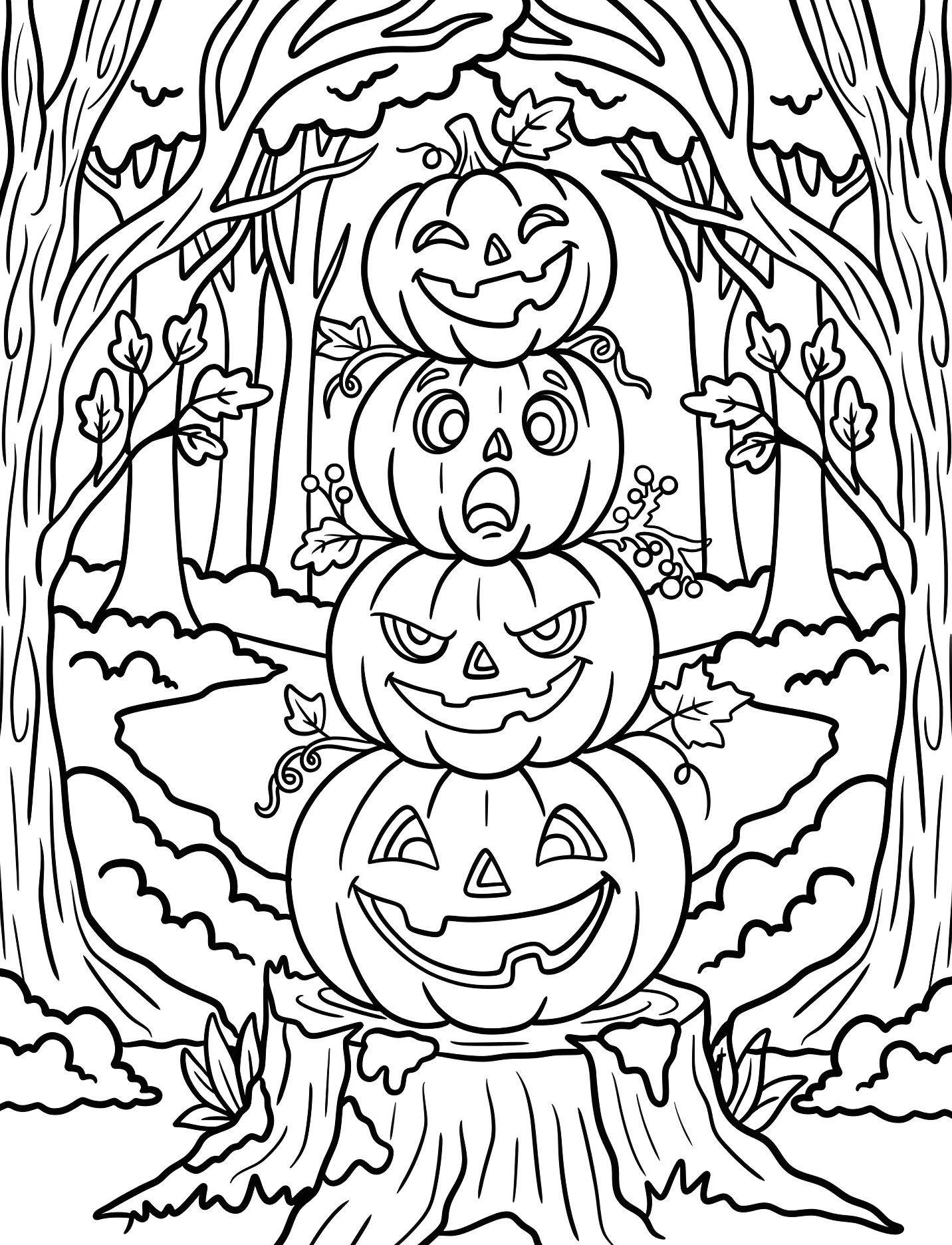 Забавная тыква-охотник в осеннем лесу №17154. Хэллоуин (Halloween). Светильники Джека.