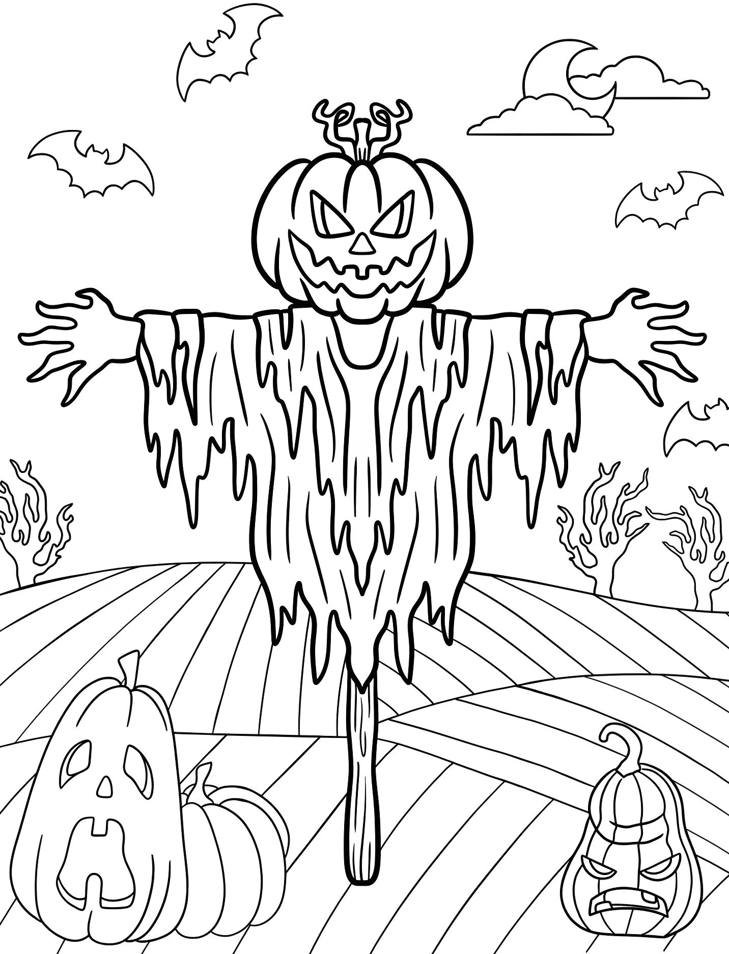 Жуткий пугало для детей №17541. Хэллоуин (Halloween). Пугала.