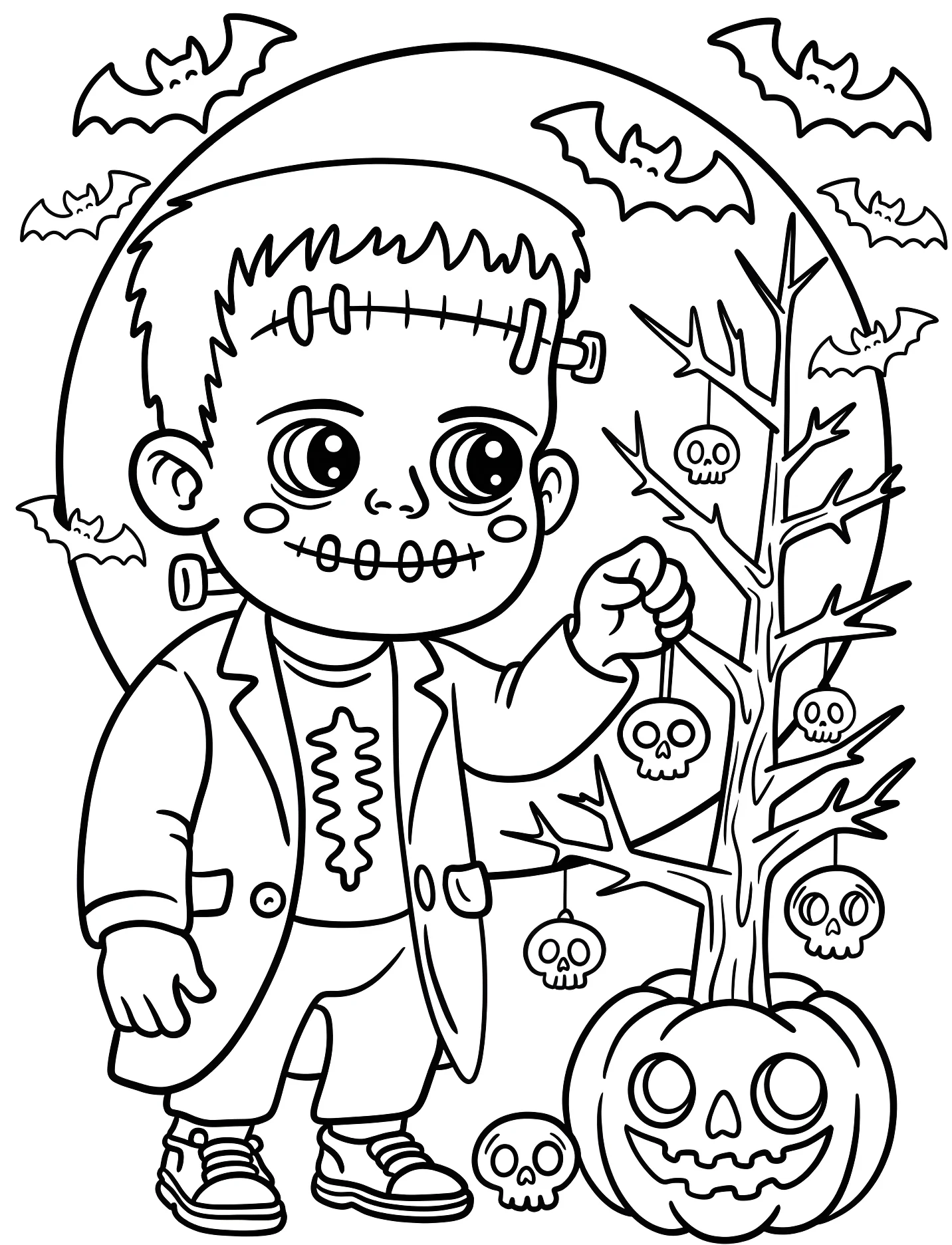Маленький Франкенштейн украшает дерево на Хэллоуин №16753. Хэллоуин (Halloween). Франкенштейн.
