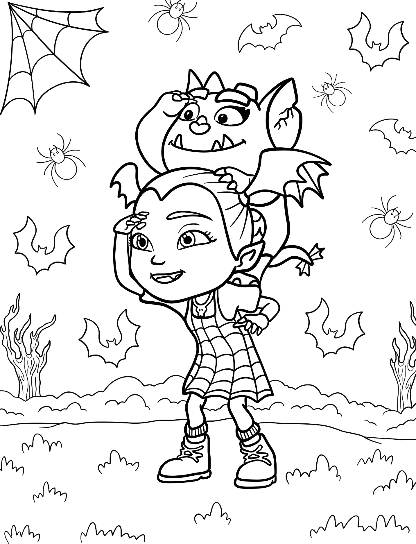 Вампирина и Деми в лесу для детей №17742. Хэллоуин (Halloween). Вампирина (Vampirina).