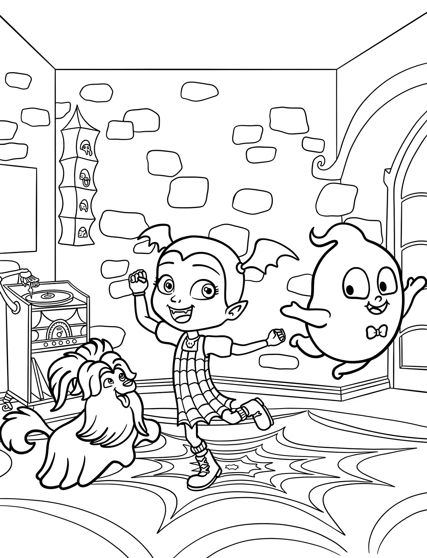 Вампирина танцует с Вольфи и Деми №17745. Хэллоуин (Halloween). Вампирина (Vampirina).
