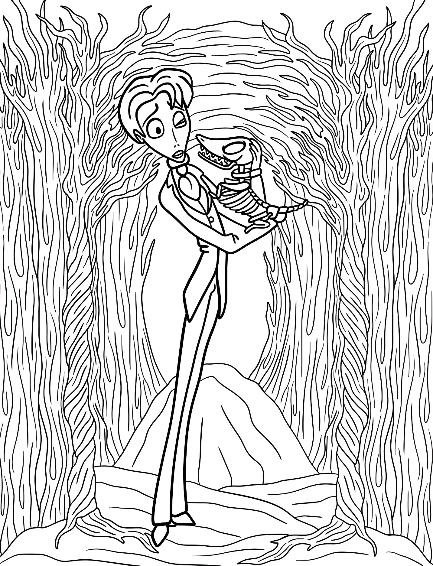 Виктор Ван Дорт и скелеты в лесу №16687. Хэллоуин (Halloween). Труп Невесты (Corpse Bride).