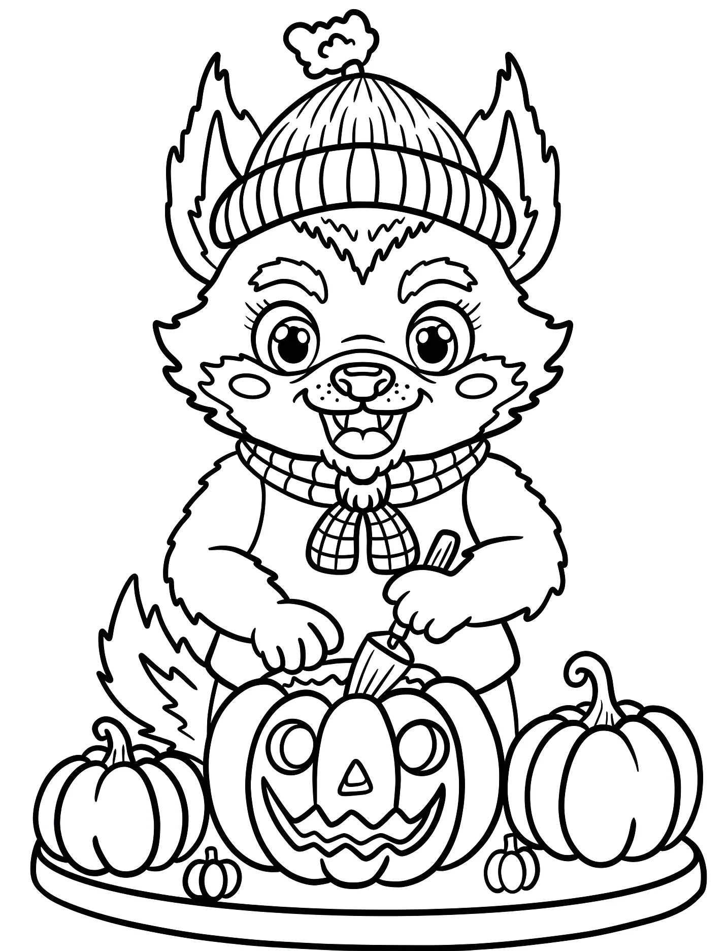 Забавный оборотень с тыквами для детей №17792. Хэллоуин (Halloween). Оборотни.