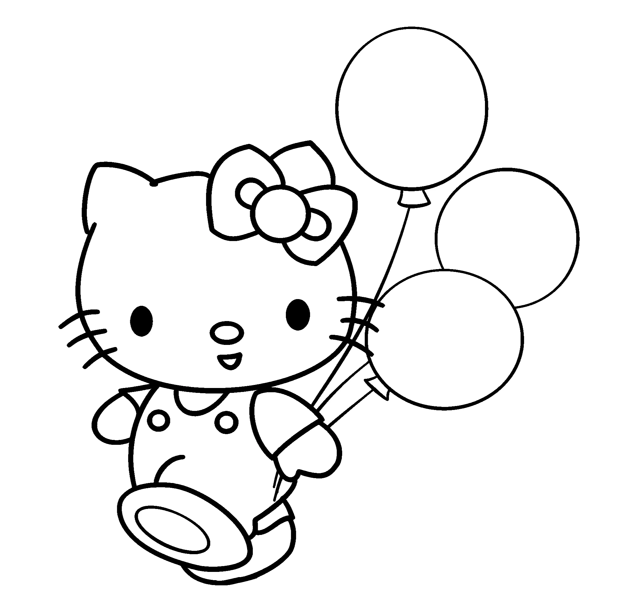 Hello Kitty и воздушные шары, раскраска для девочек №9626. Популярные раскраски. Хелло Китти.