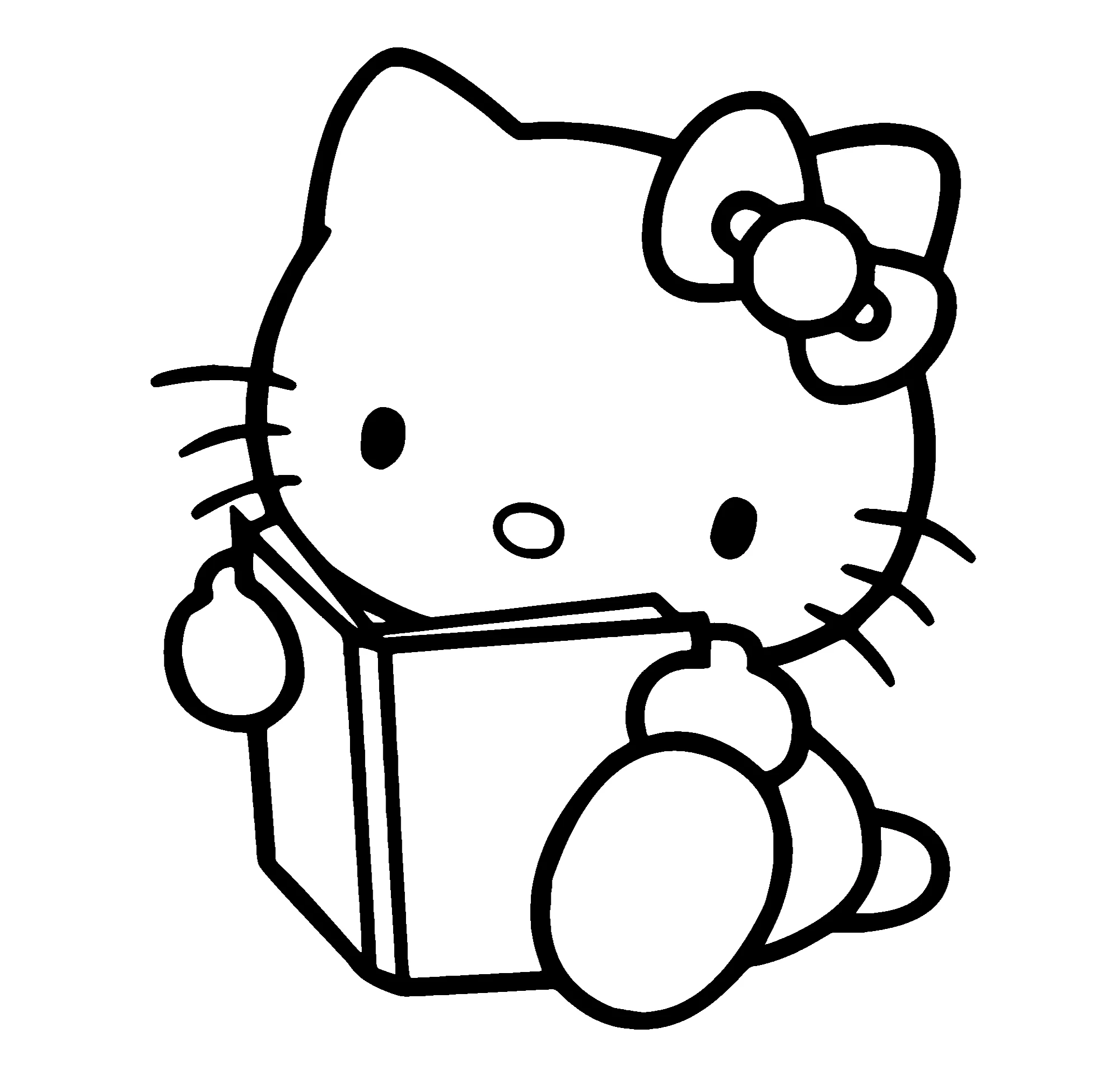 Kitty читает книжку №9640. Популярные раскраски. Хелло Китти.