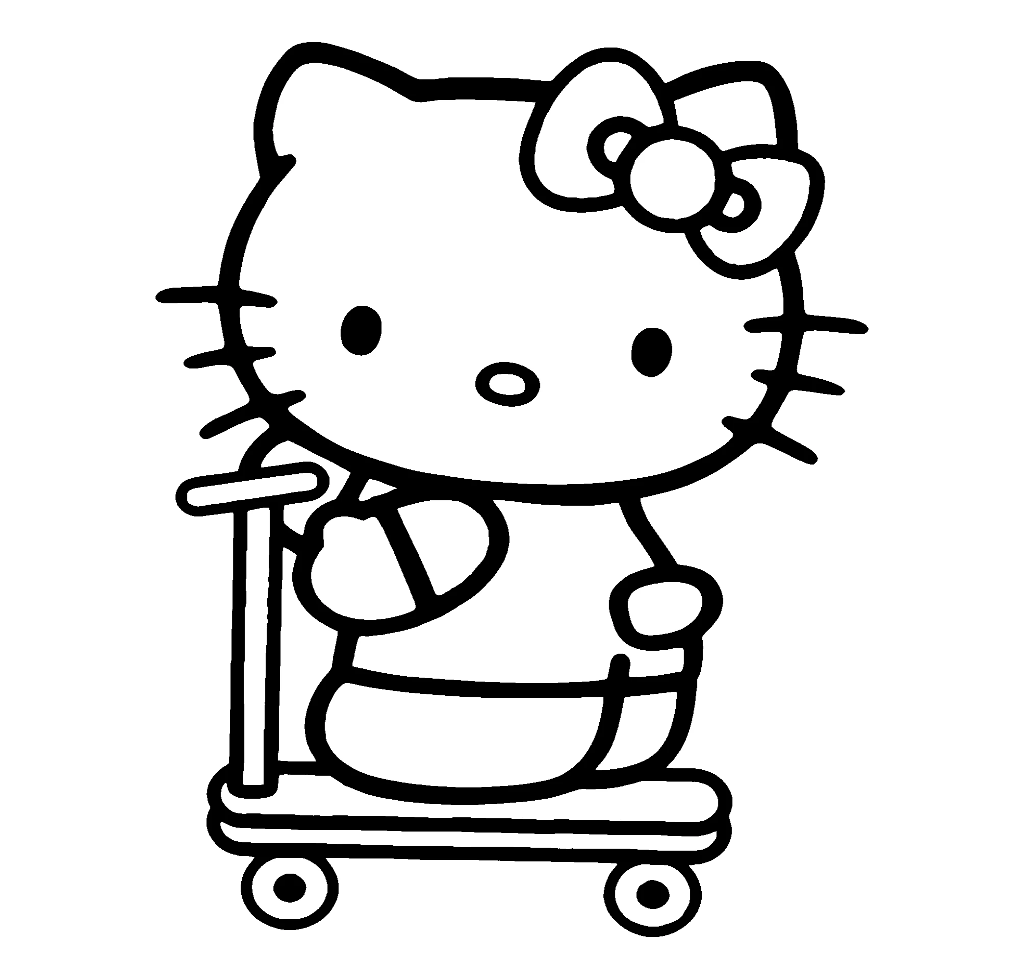 Kitty катается на скейте, распечатать раскраску №9643. Популярные раскраски. Хелло Китти.