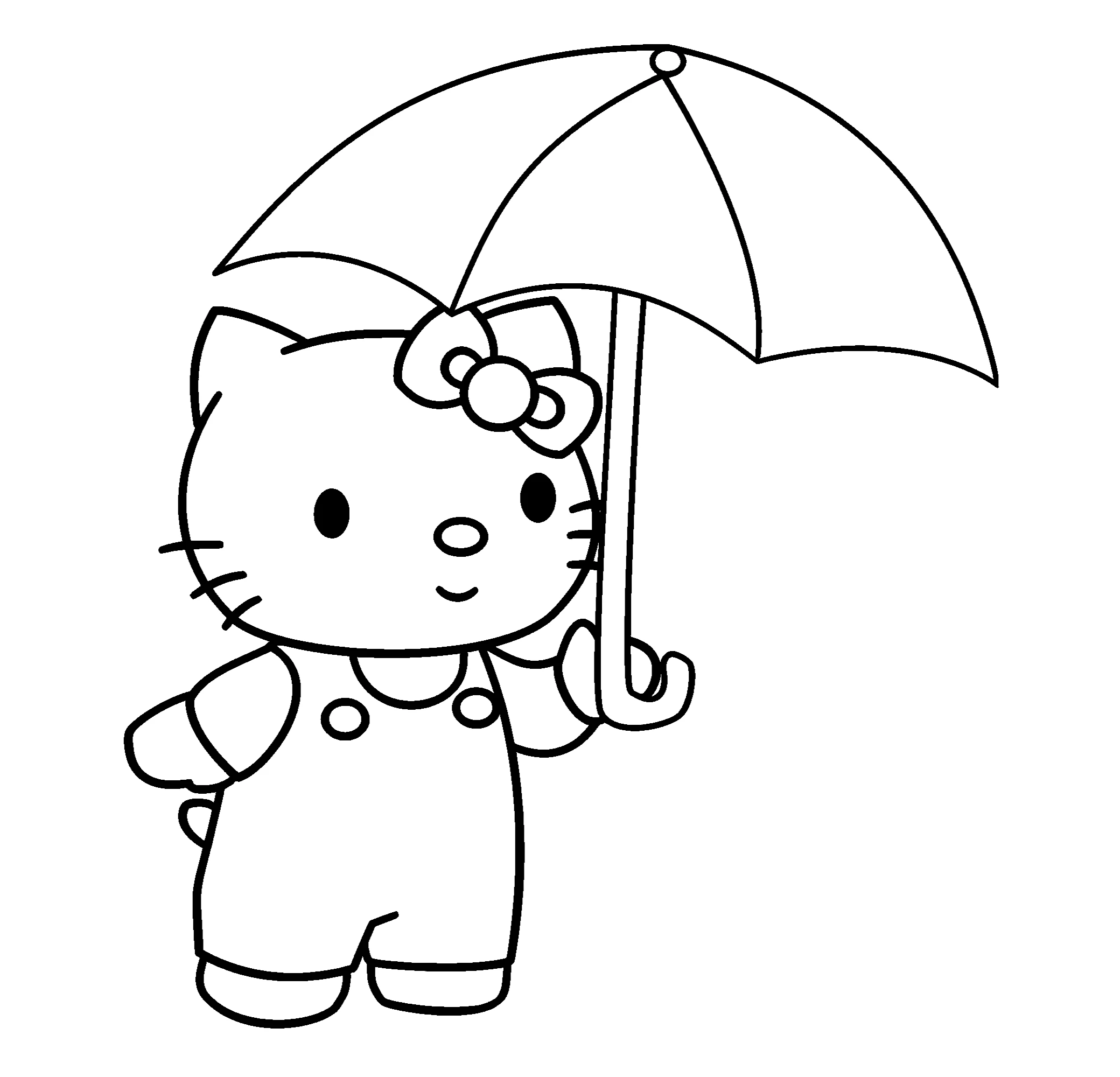 Kitty с новым зонтиком, картинка №9647. Популярные раскраски. Хелло Китти.