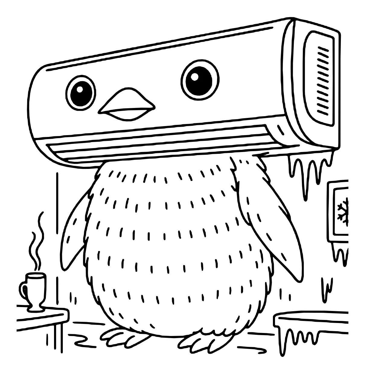 Пингвино Кондиционеро (Pinguino Condizionero №11285. Популярные раскраски. Итальянские мемы с животными.