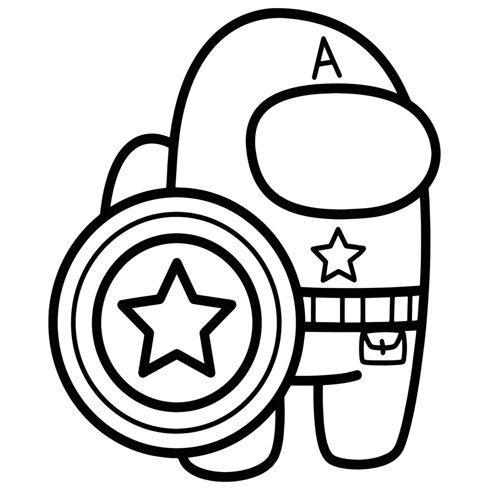 Амонг Ас персонаж Капитан Америка №4272. Раскраски из игр. Амонг Ас (Among Us).