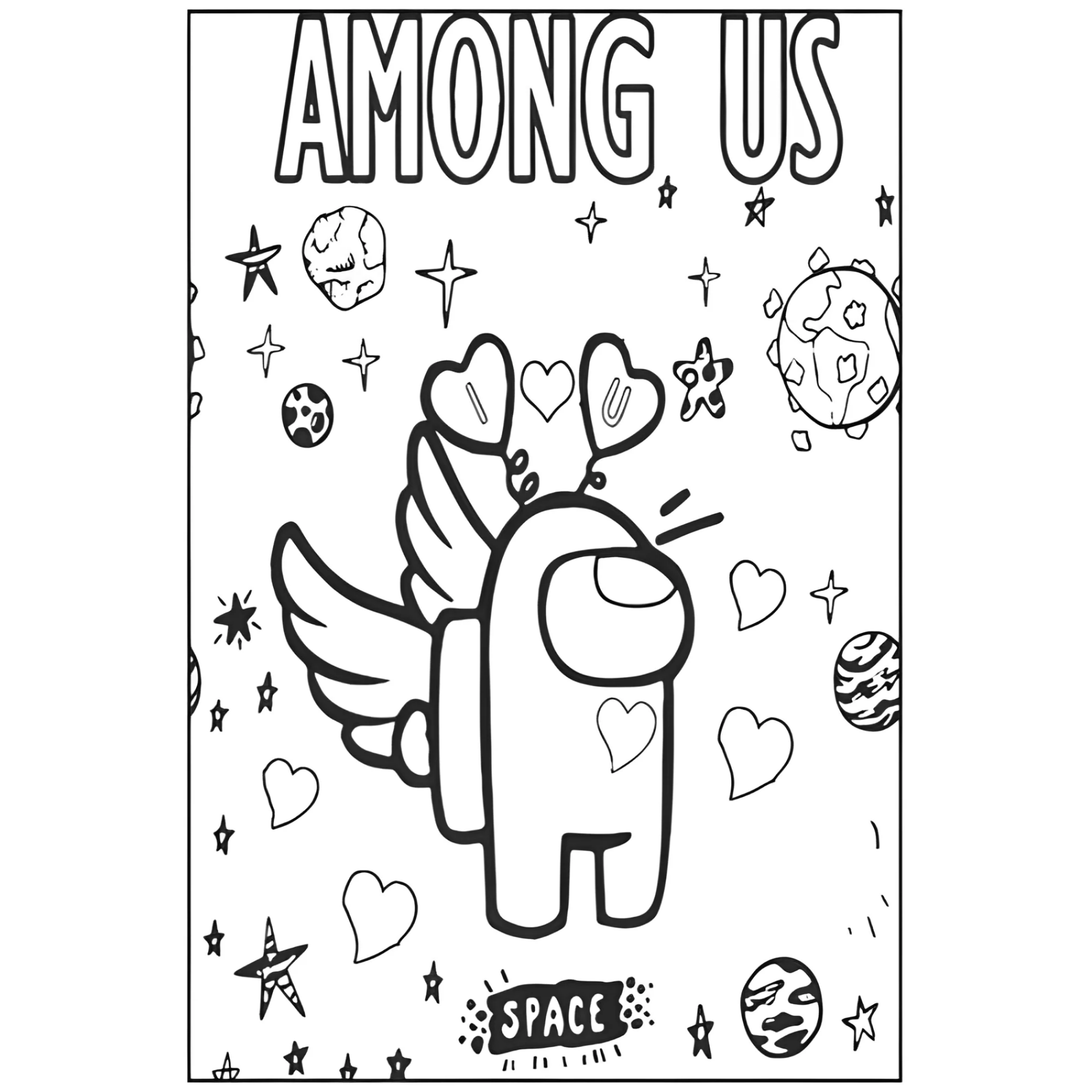 Among Us День святого Валентина №4422. Раскраски из игр. Амонг Ас (Among Us).