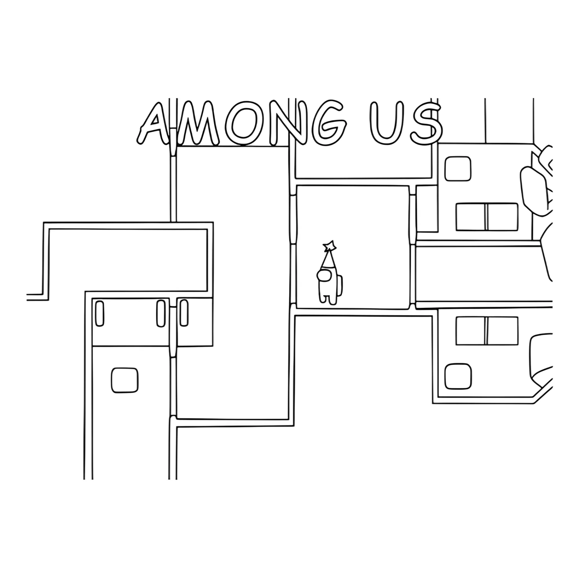 Among Us на корабле №4330. Раскраски из игр. Амонг Ас (Among Us).