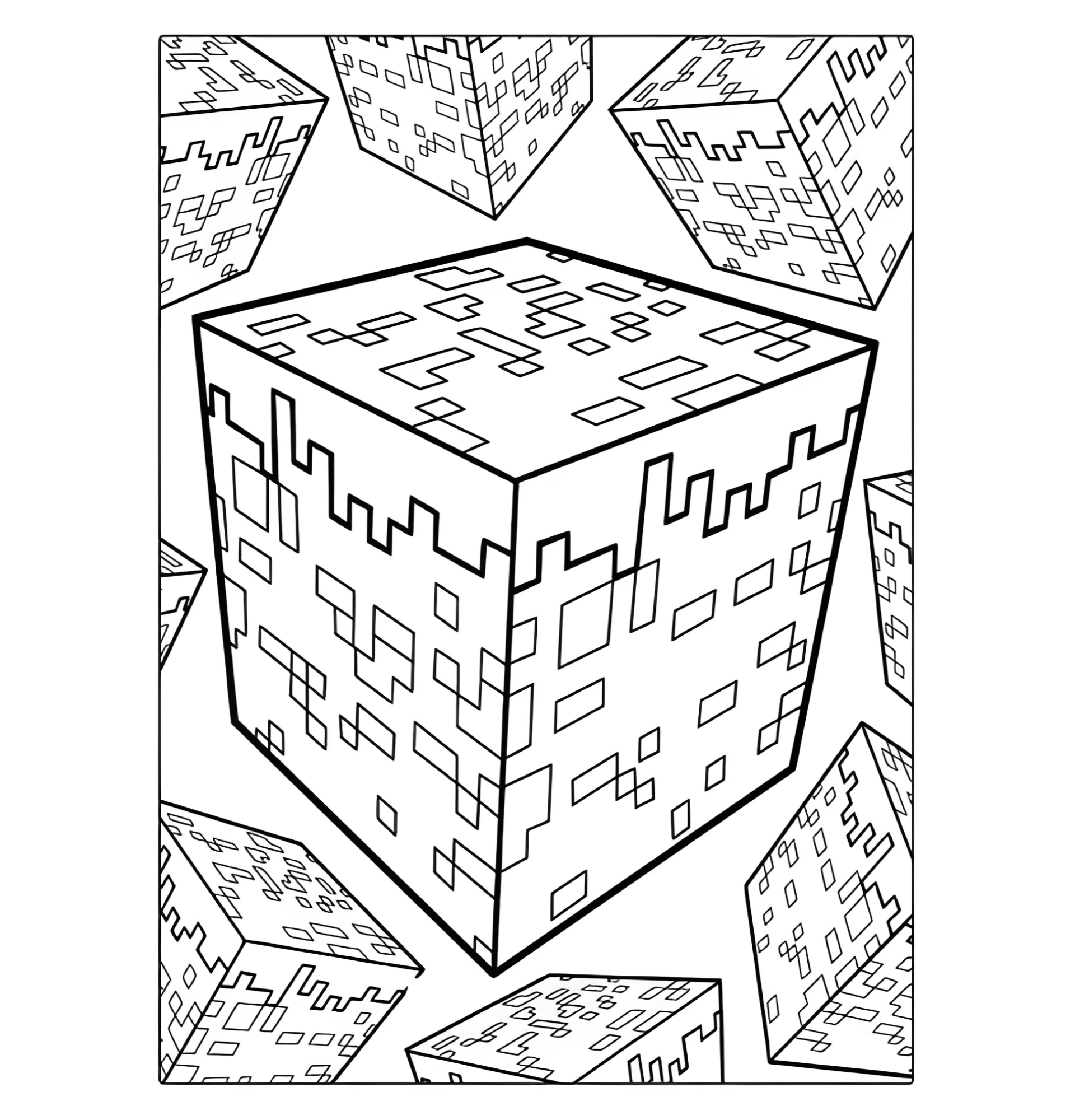 Антистресс блоки Майнкрафт №3319. Раскраски из игр. Майнкрафт.