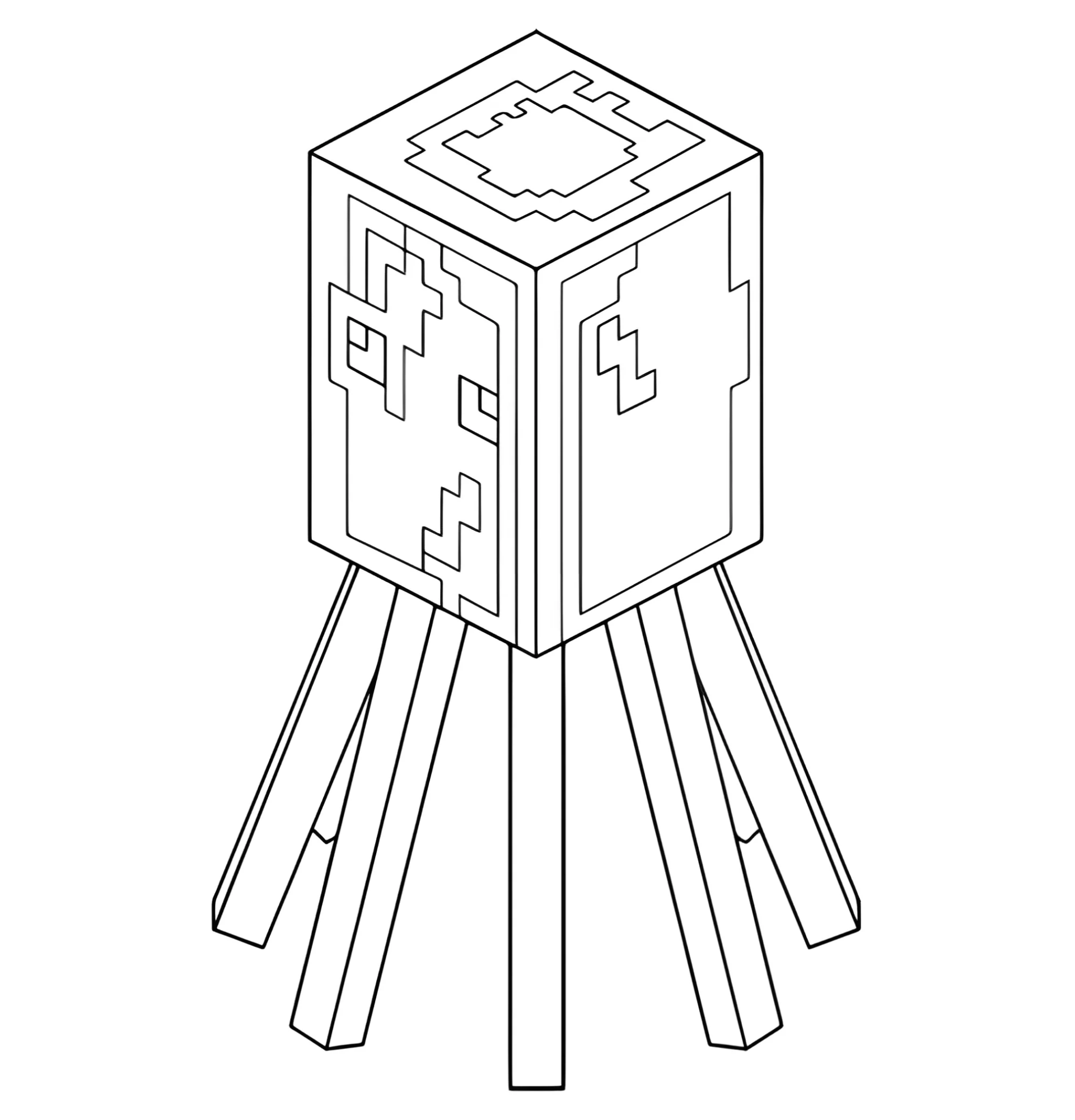 Кальмар из Майнкрафт №3251. Раскраски из игр. Майнкрафт.