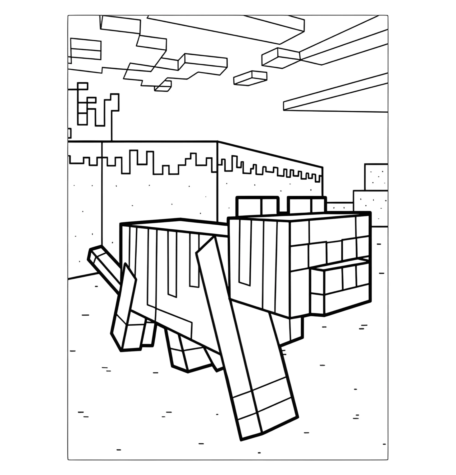 Кот из Майнкрафт №3307. Раскраски из игр. Майнкрафт.