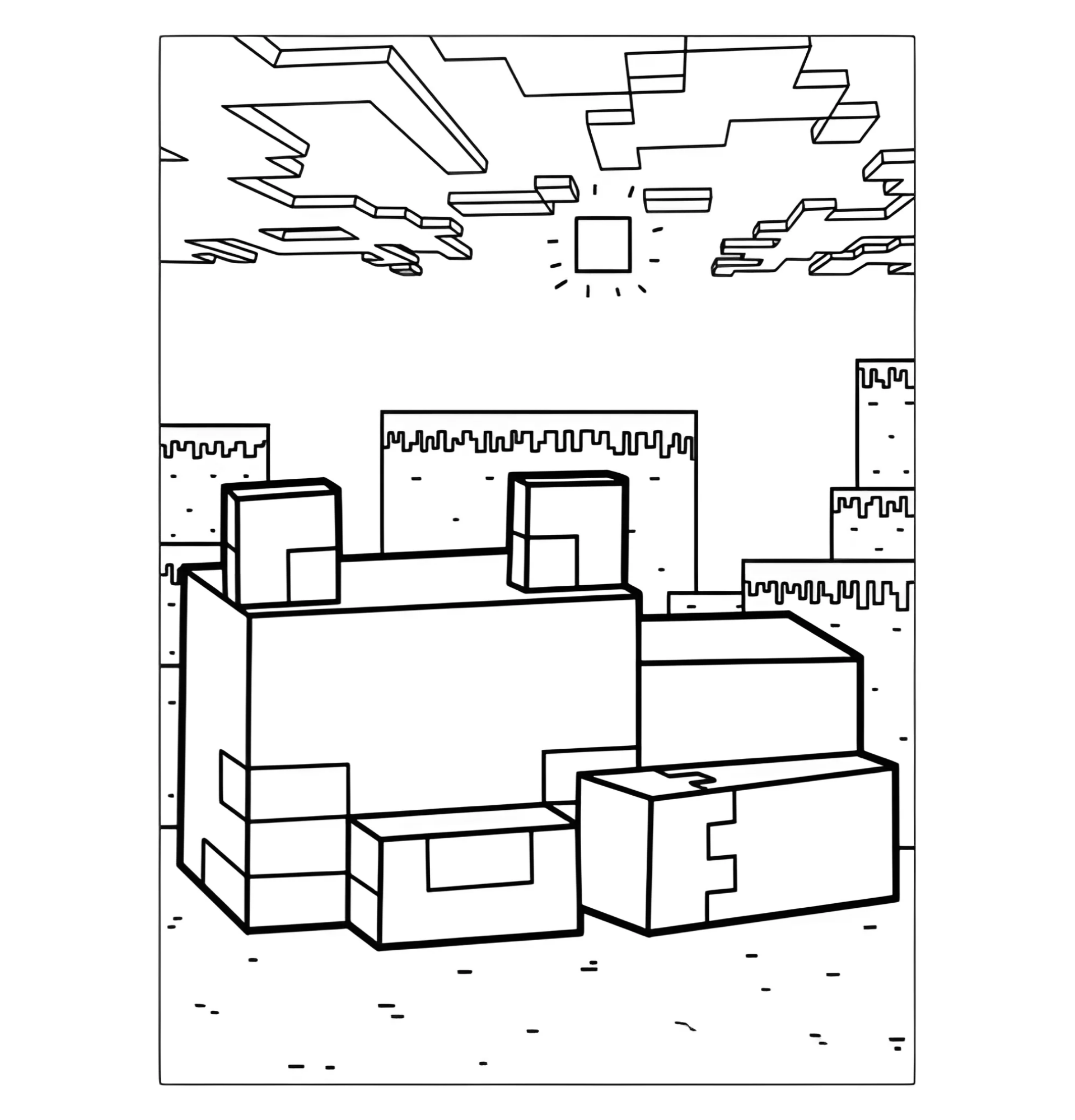 Лиса в мире Майнкрафт №3243. Раскраски из игр. Майнкрафт.