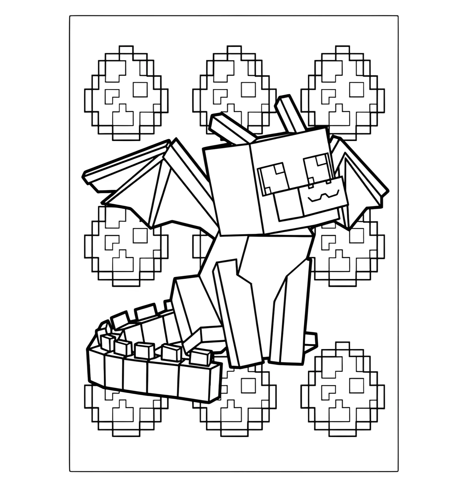 Малыш дракон Майнкрафт №3167. Раскраски из игр. Майнкрафт.
