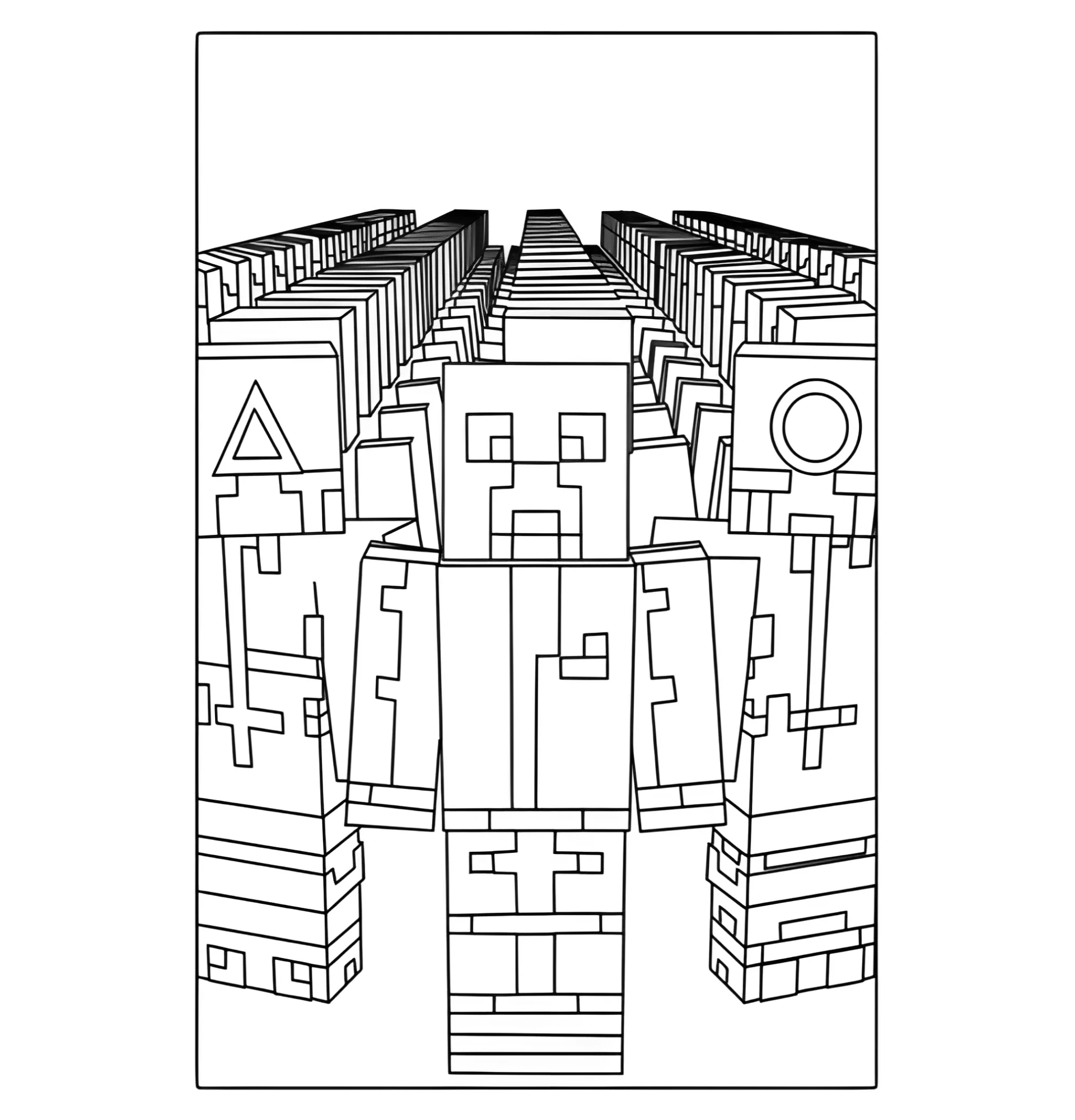Майнкрафт на игре в кальмара №3328. Раскраски из игр. Майнкрафт.