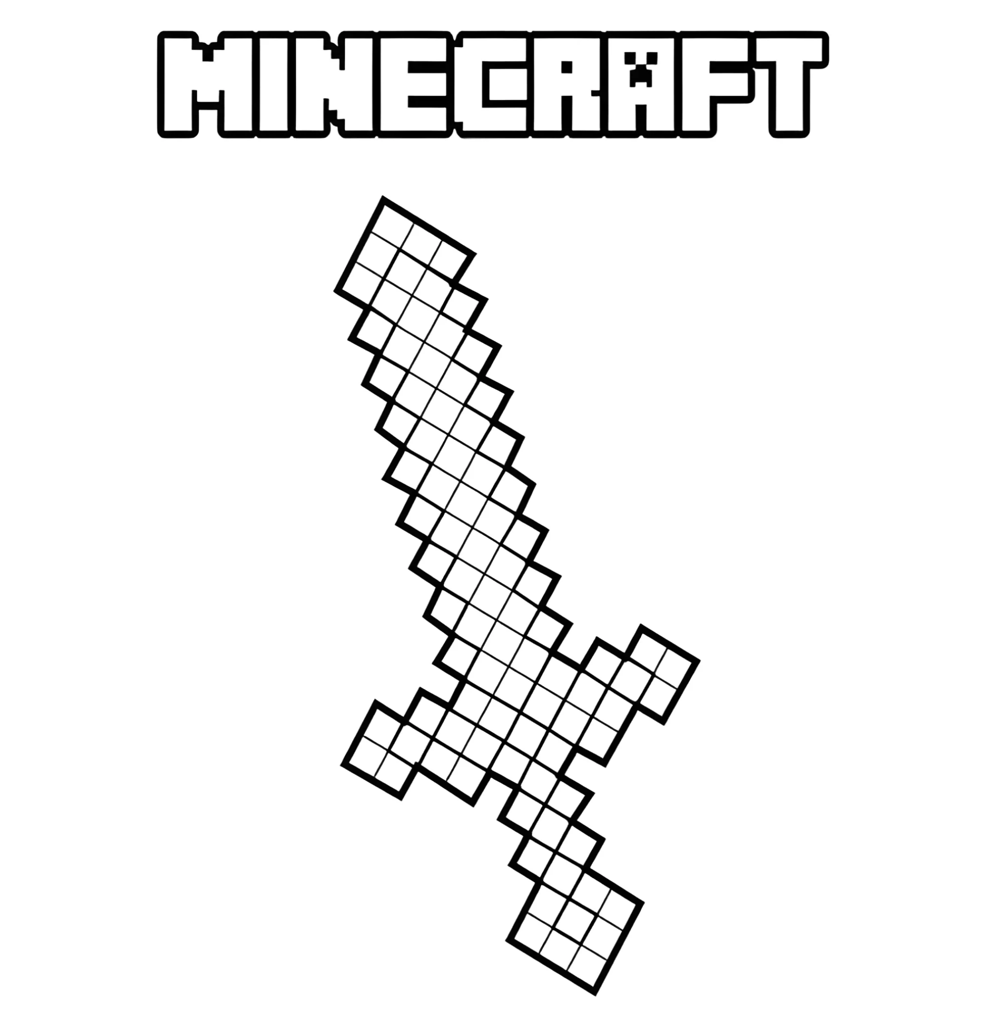 Меч Minecraft №3160. Раскраски из игр. Майнкрафт.
