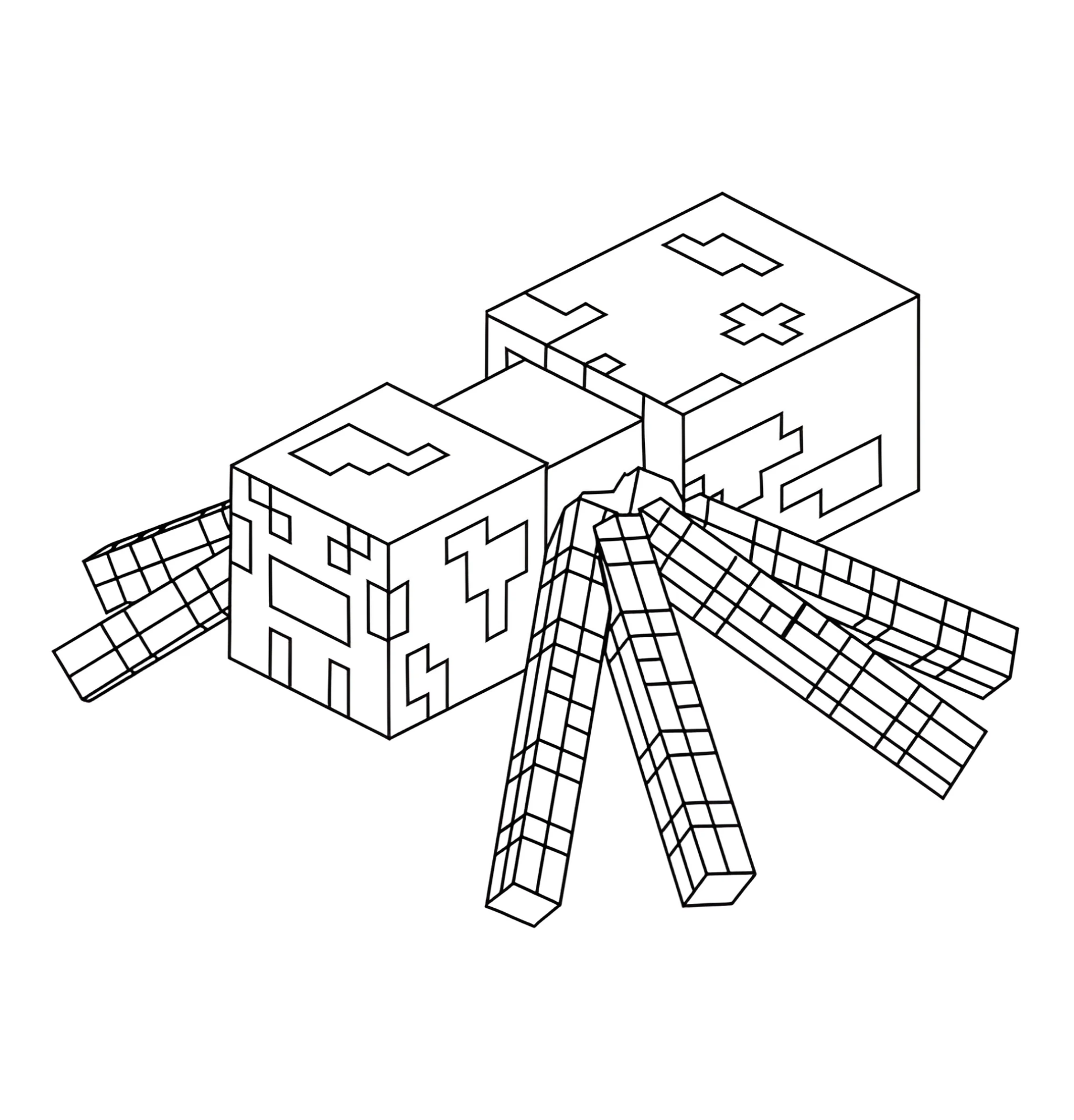 Паук из Майнкрафт №3157. Раскраски из игр. Майнкрафт.