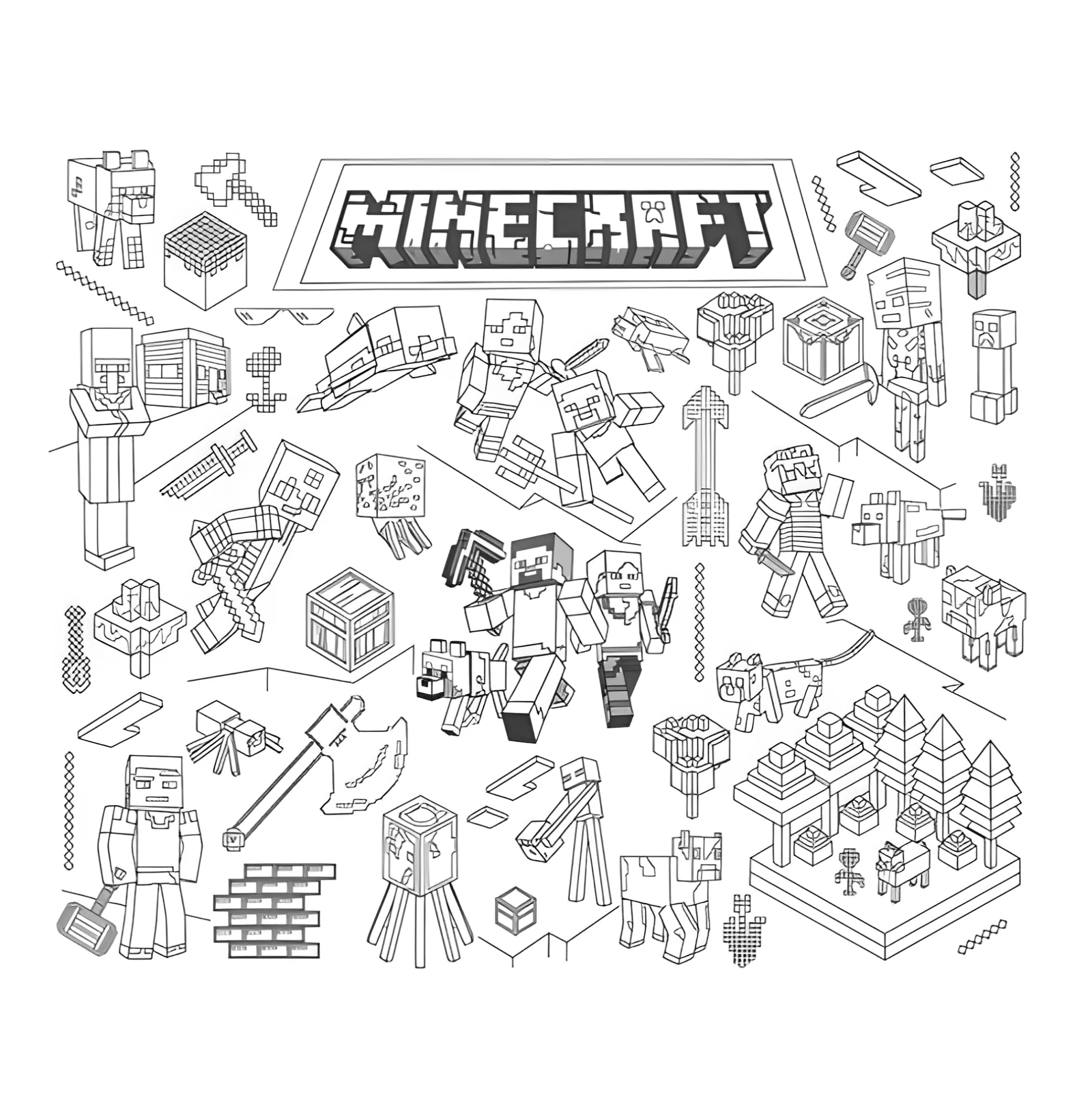 Постер мира Майнкрафт №3195. Раскраски из игр. Майнкрафт.