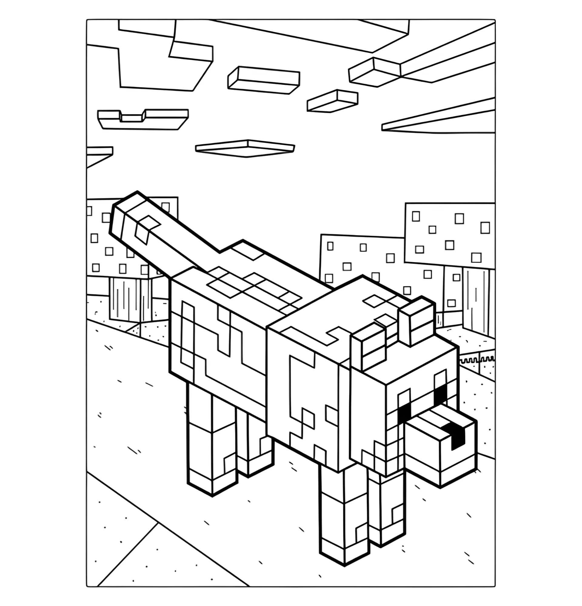 Собака Майнкрафт №3208. Раскраски из игр. Майнкрафт.