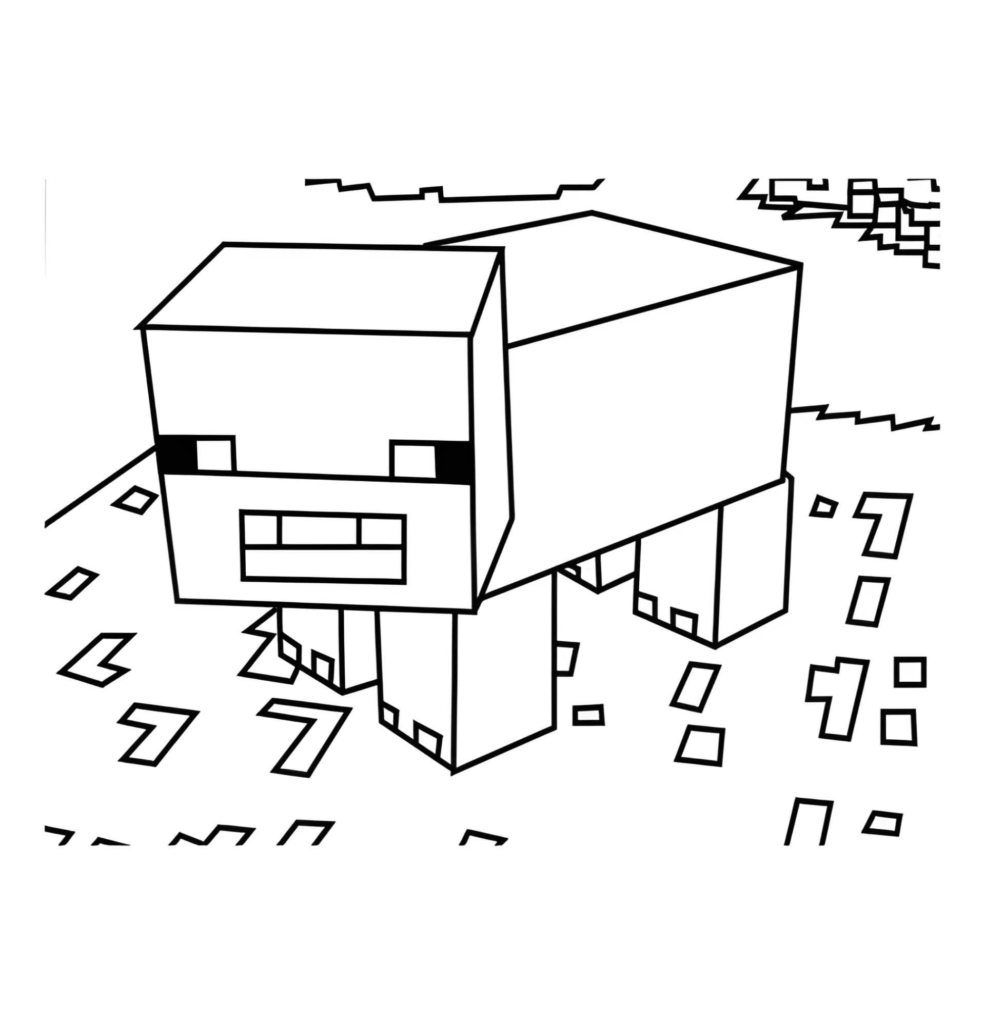 Свинья из Майнкрафт №3334. Раскраски из игр. Майнкрафт.