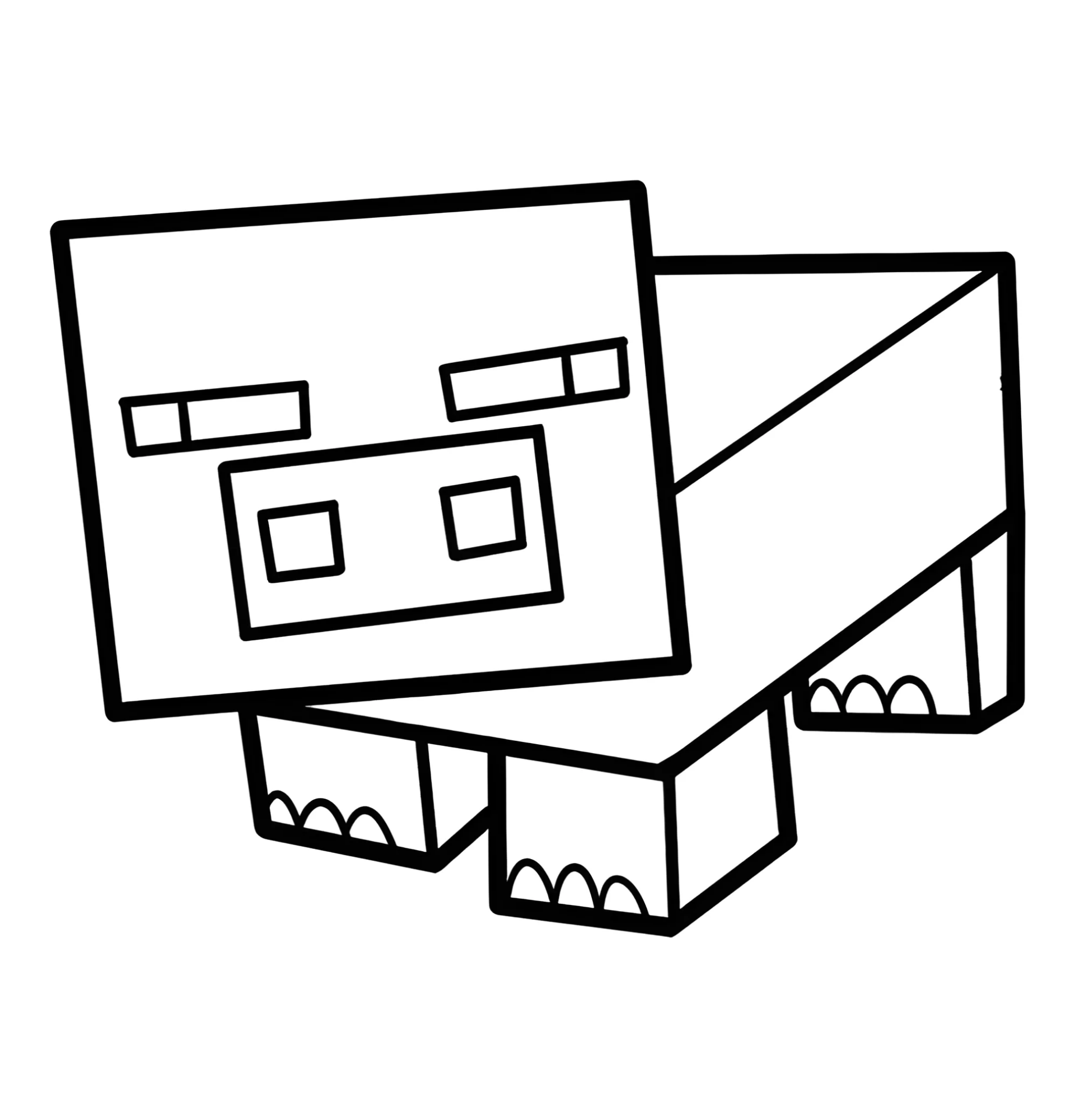 Свинья Minecraft №3305. Раскраски из игр. Майнкрафт.