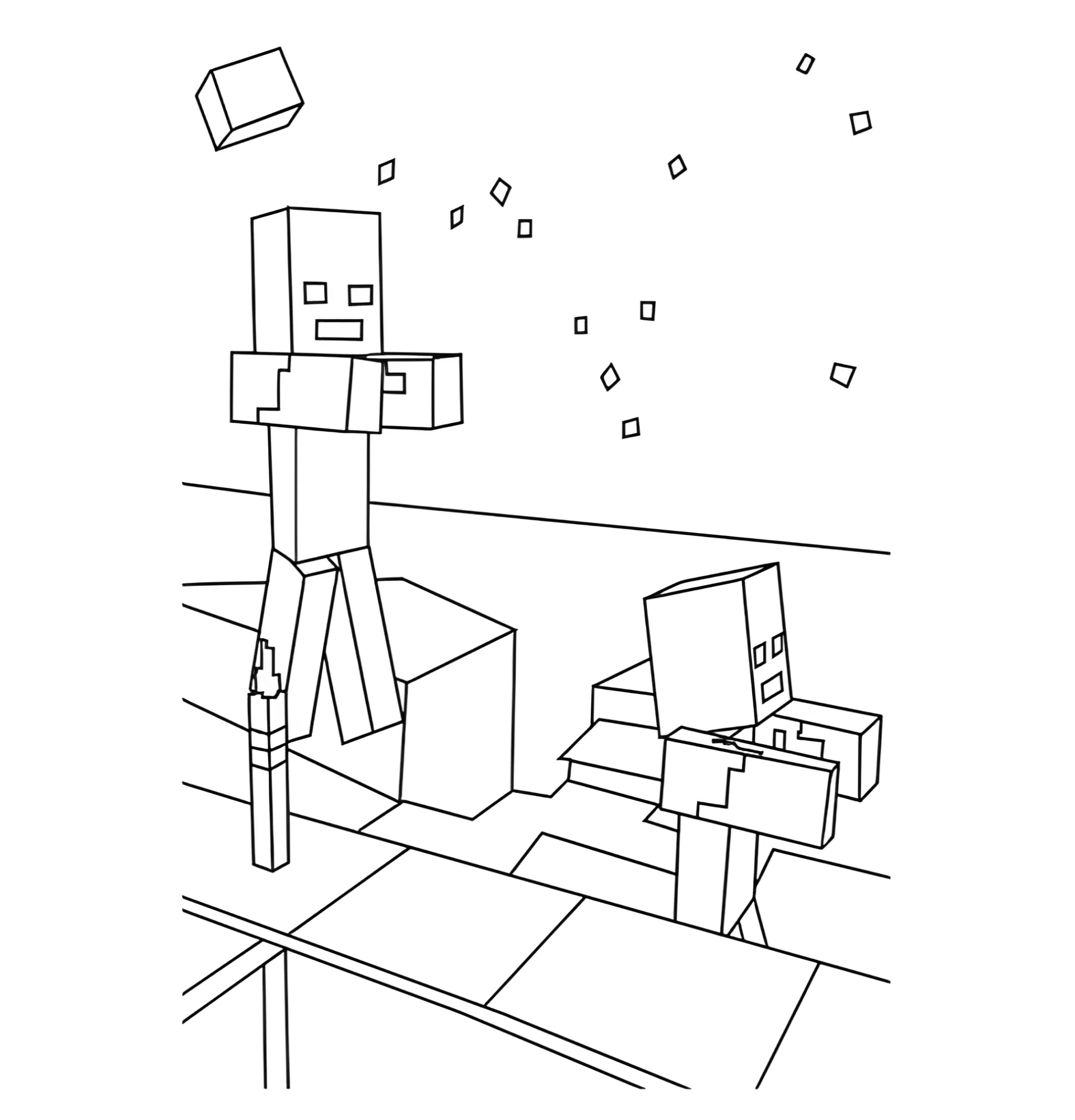 Зомби Minecraft №3340. Раскраски из игр. Майнкрафт.