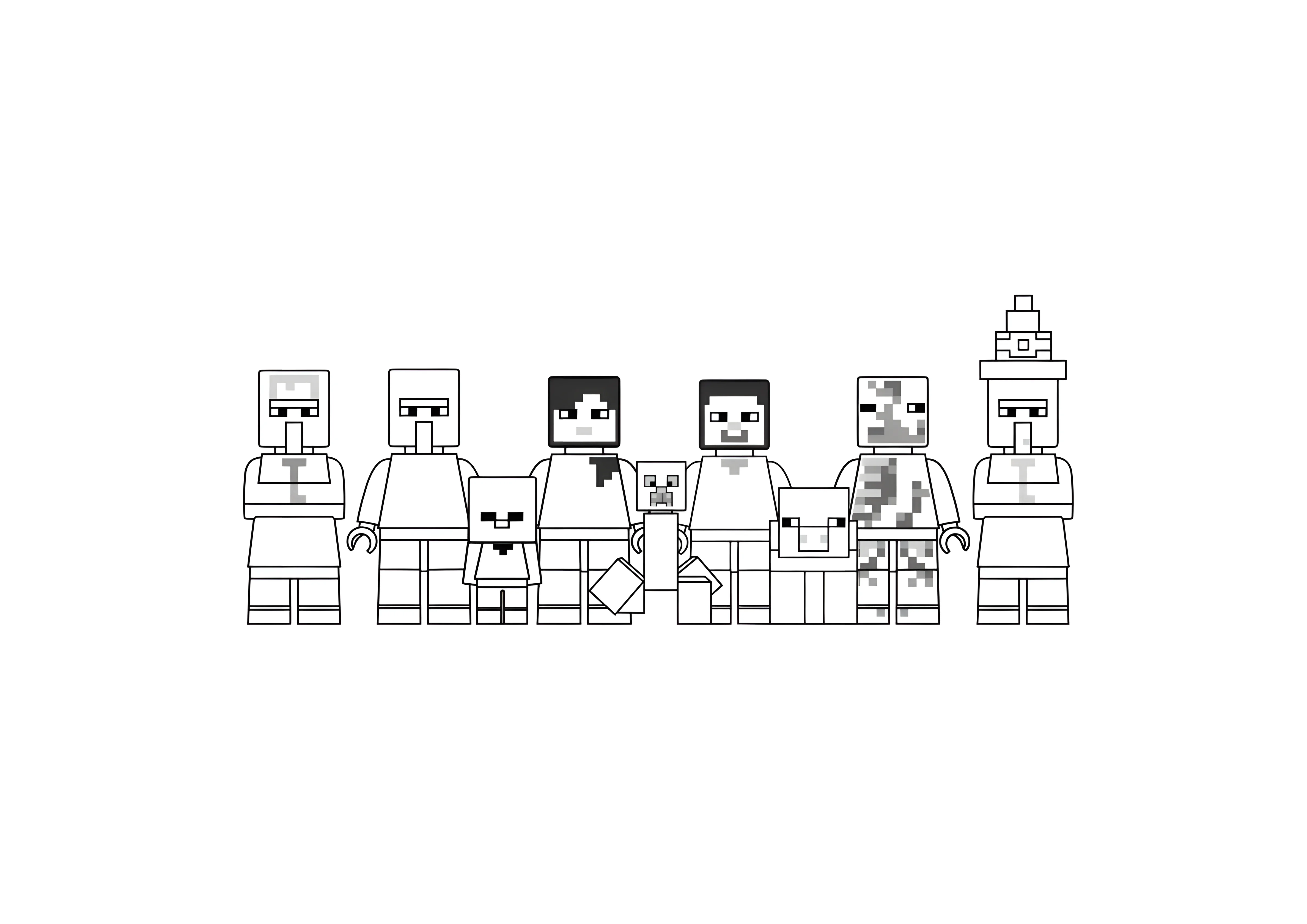 Персонажи LEGO Майнкрафт №3389. Раскраски из игр. Майнкрафт.