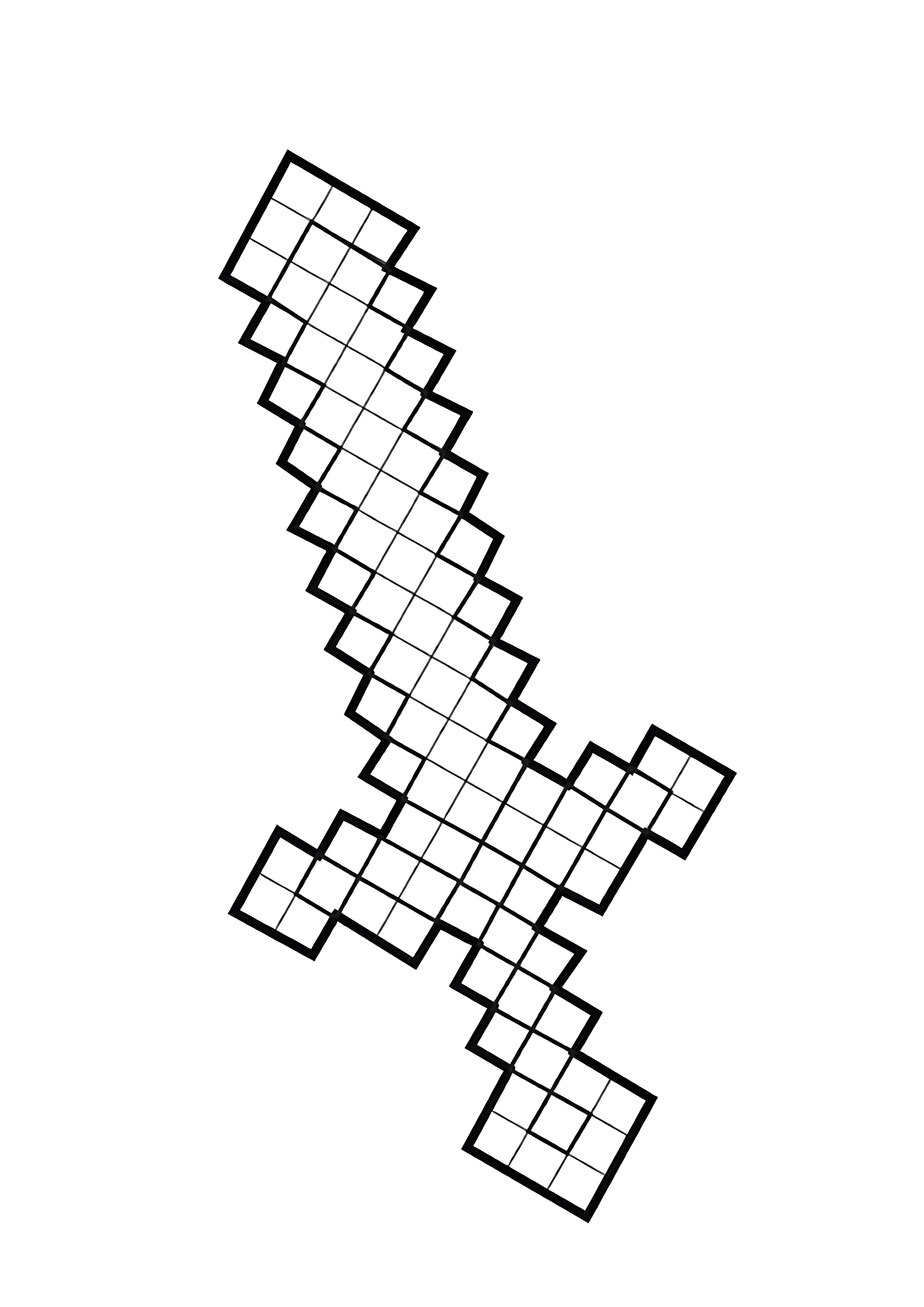 Блочный меч №3351. Раскраски из игр. Майнкрафт.