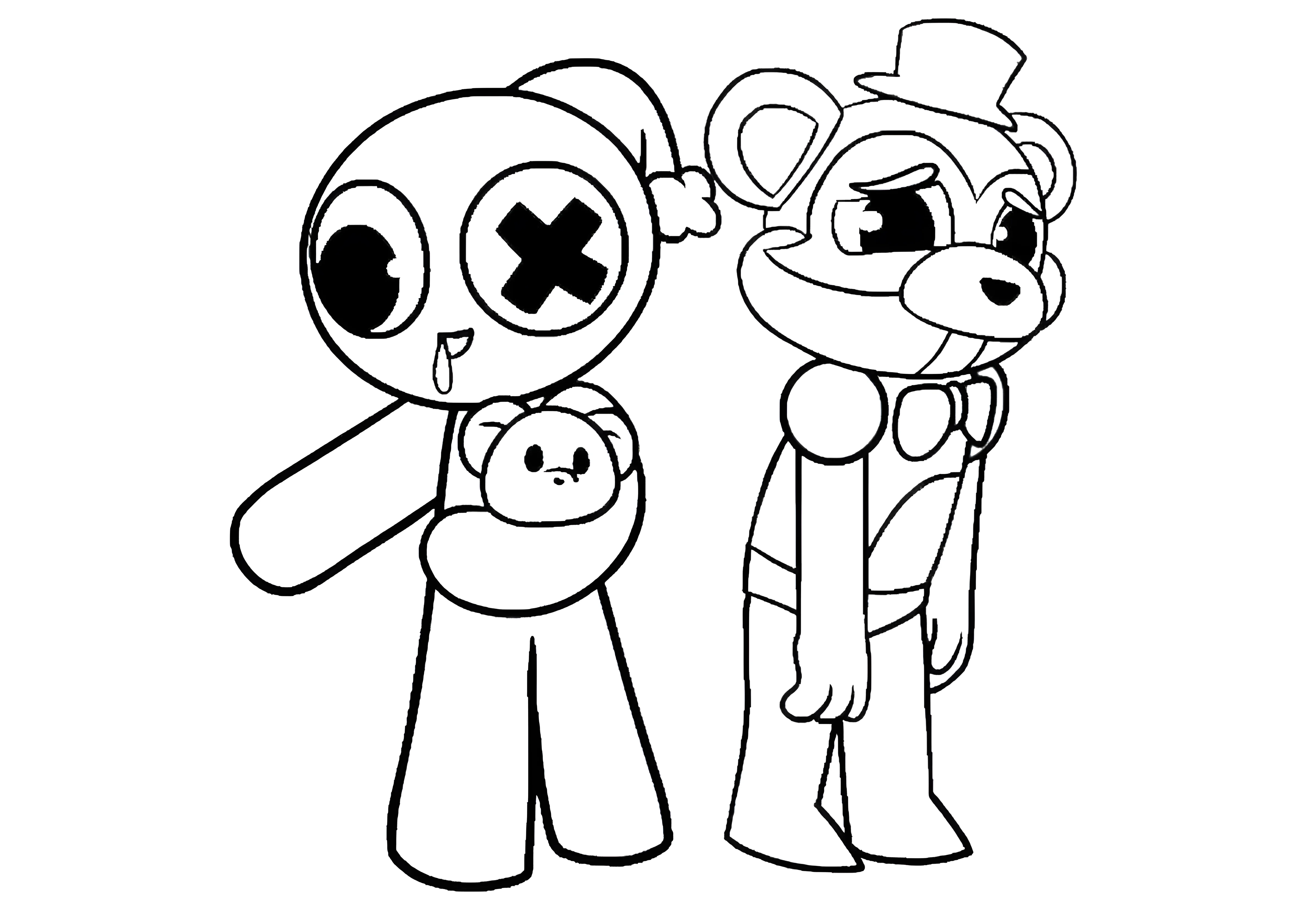 FNAF vs Rainbow Friends №4212. Раскраски из игр. Роблокс.
