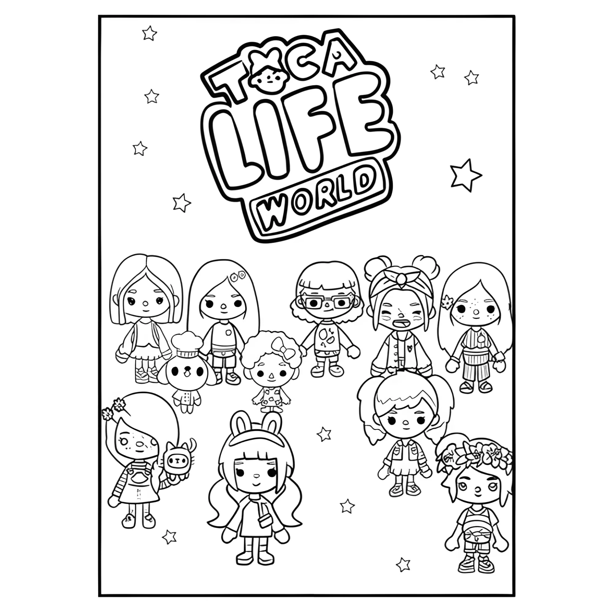 Много персонажей Тока Бока №3874. Раскраски из игр. Тока Бока (Toca Boca).