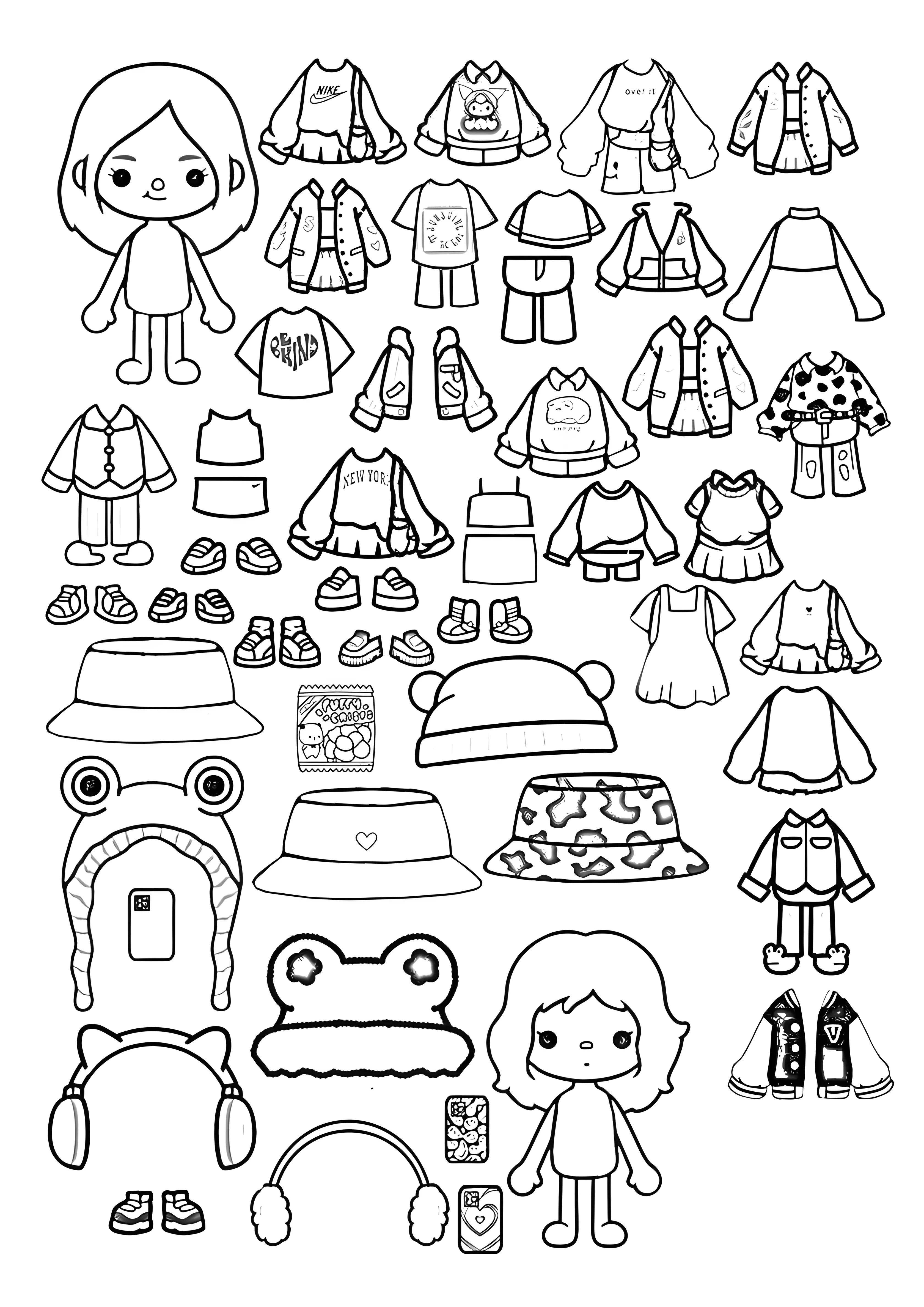 Бумажные куколки №3909. Раскраски из игр. Тока Бока (Toca Boca).