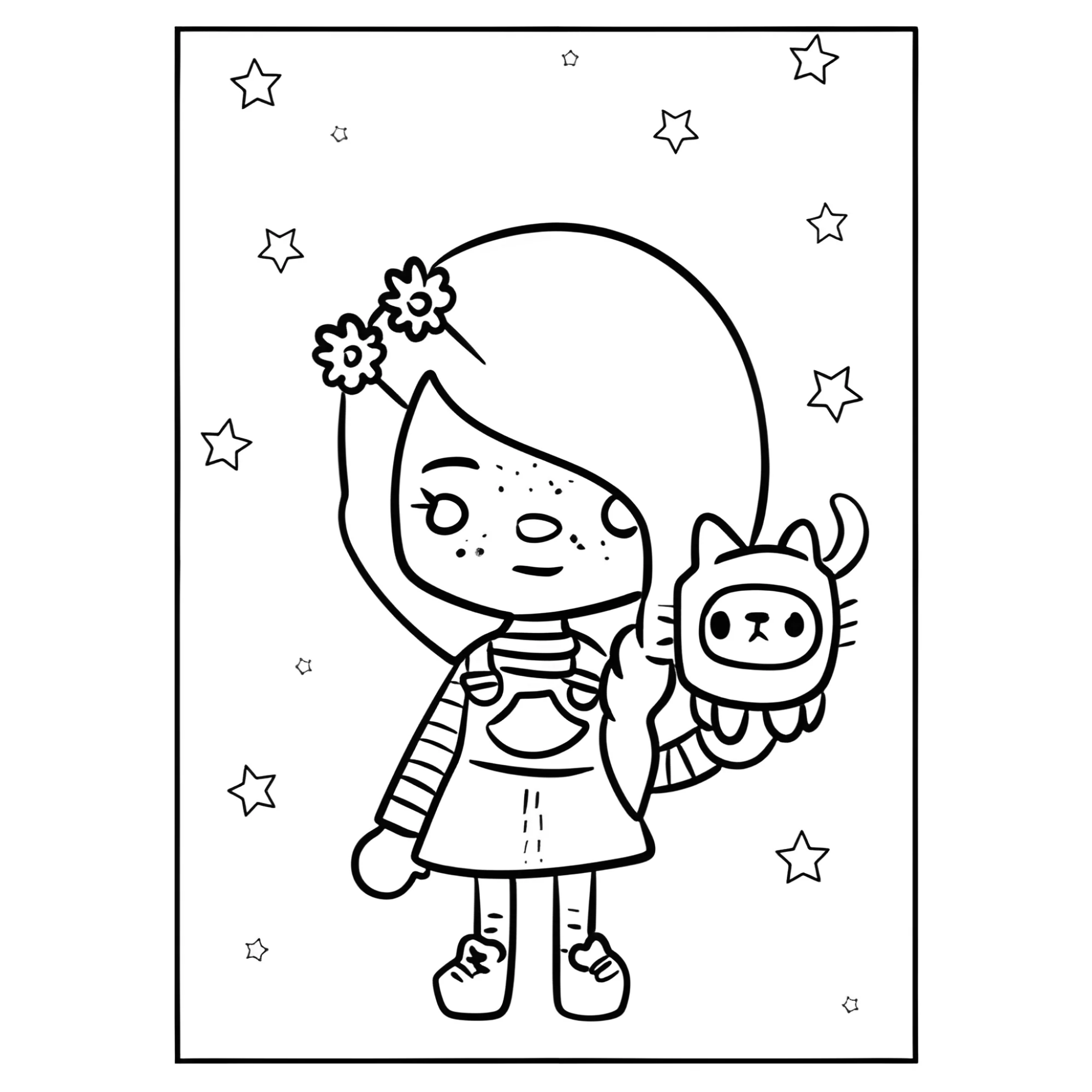 Тока Бока девочка с котёнком №3869. Раскраски из игр. Тока Бока (Toca Boca).