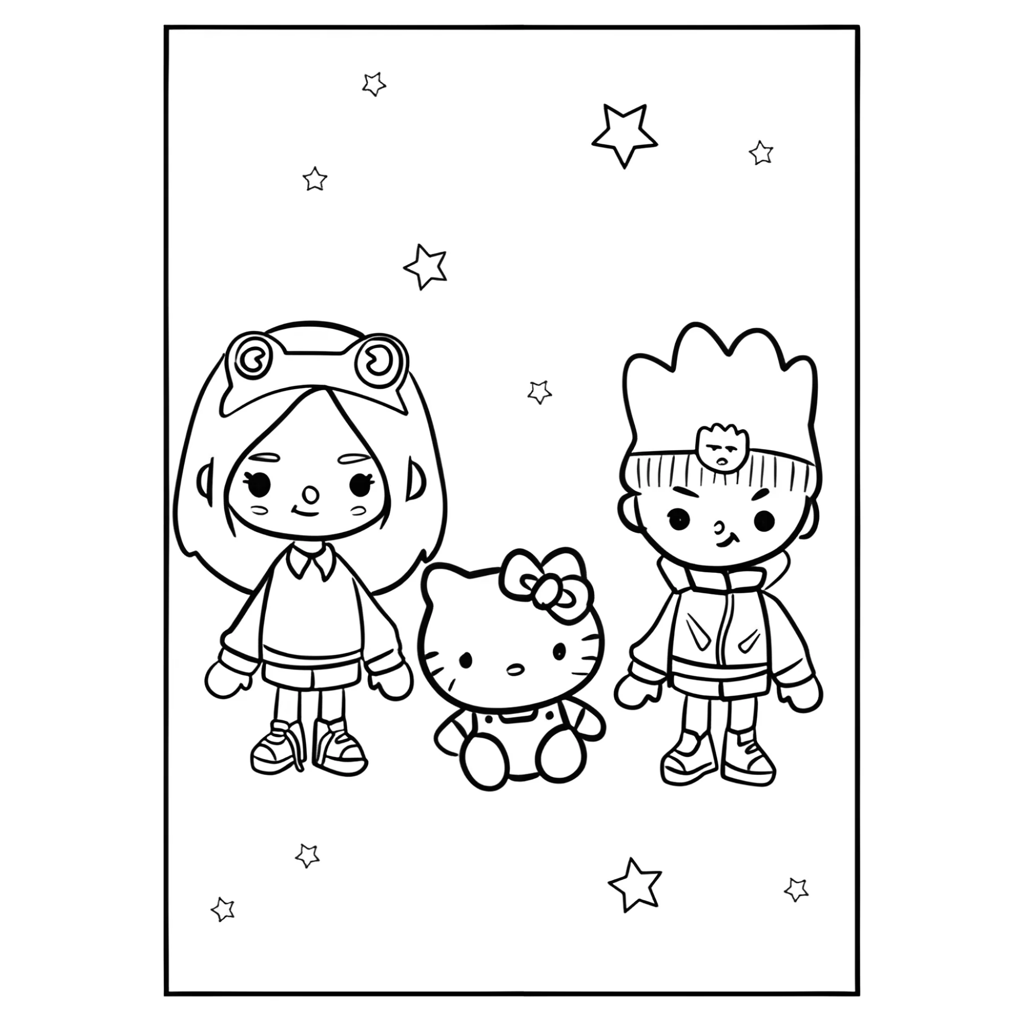 Тока Бока и Хеллоу Китти №3850. Раскраски из игр. Тока Бока (Toca Boca).