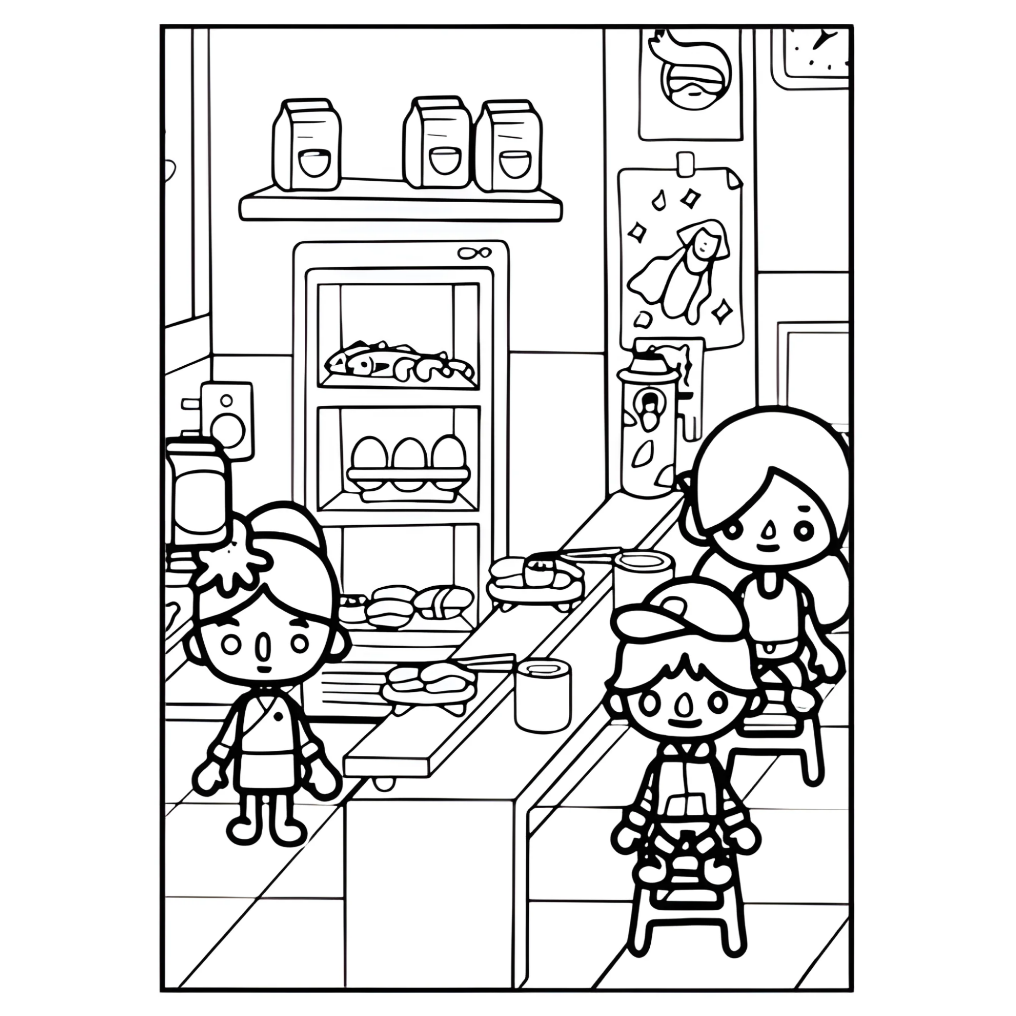 Японский ресторан Тока Бока №3853. Раскраски из игр. Тока Бока (Toca Boca).