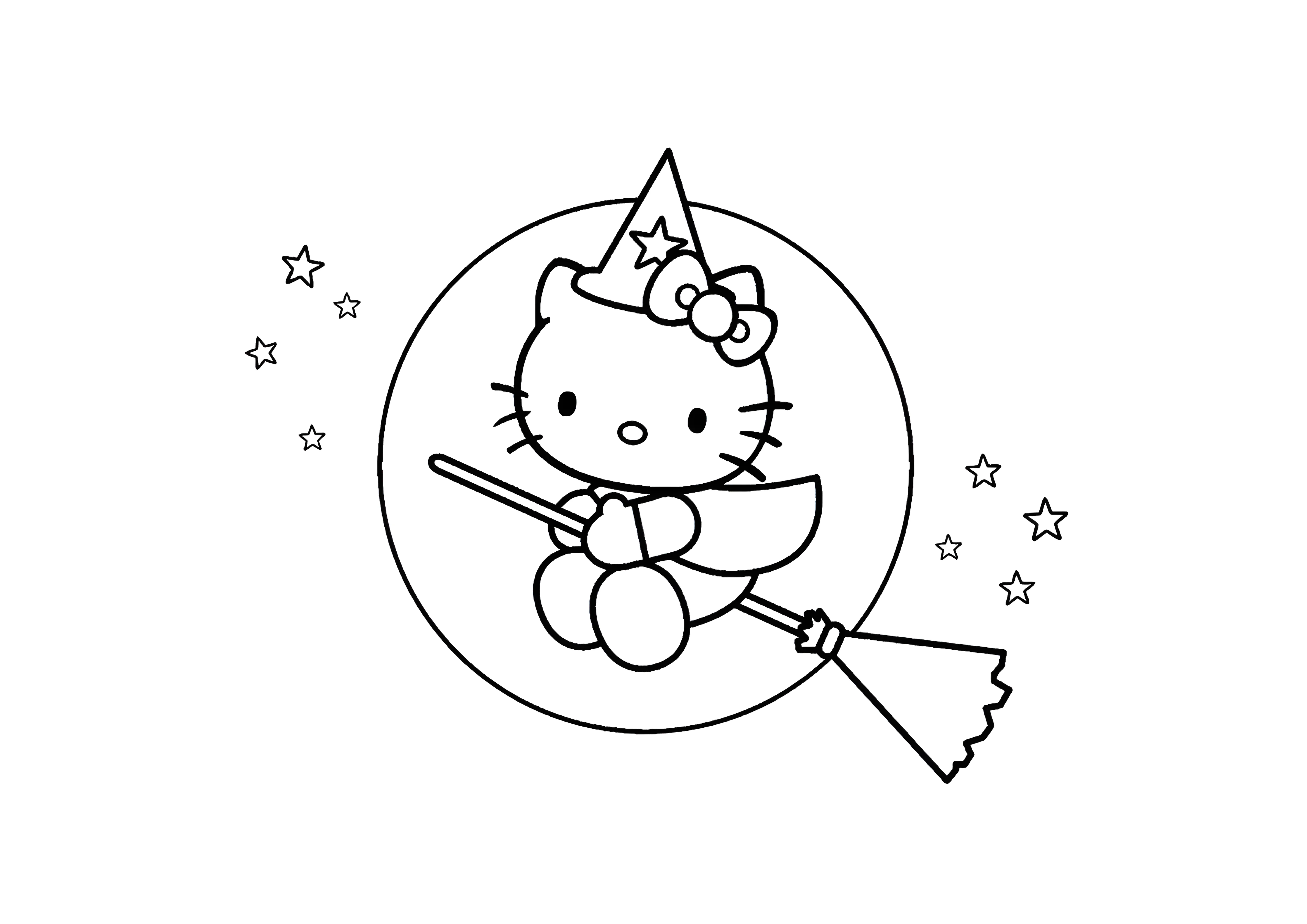 Ведьмочка, Хелло Китти №2020. Раскраски из мультиков. Хелло Китти (Hello Kitty).