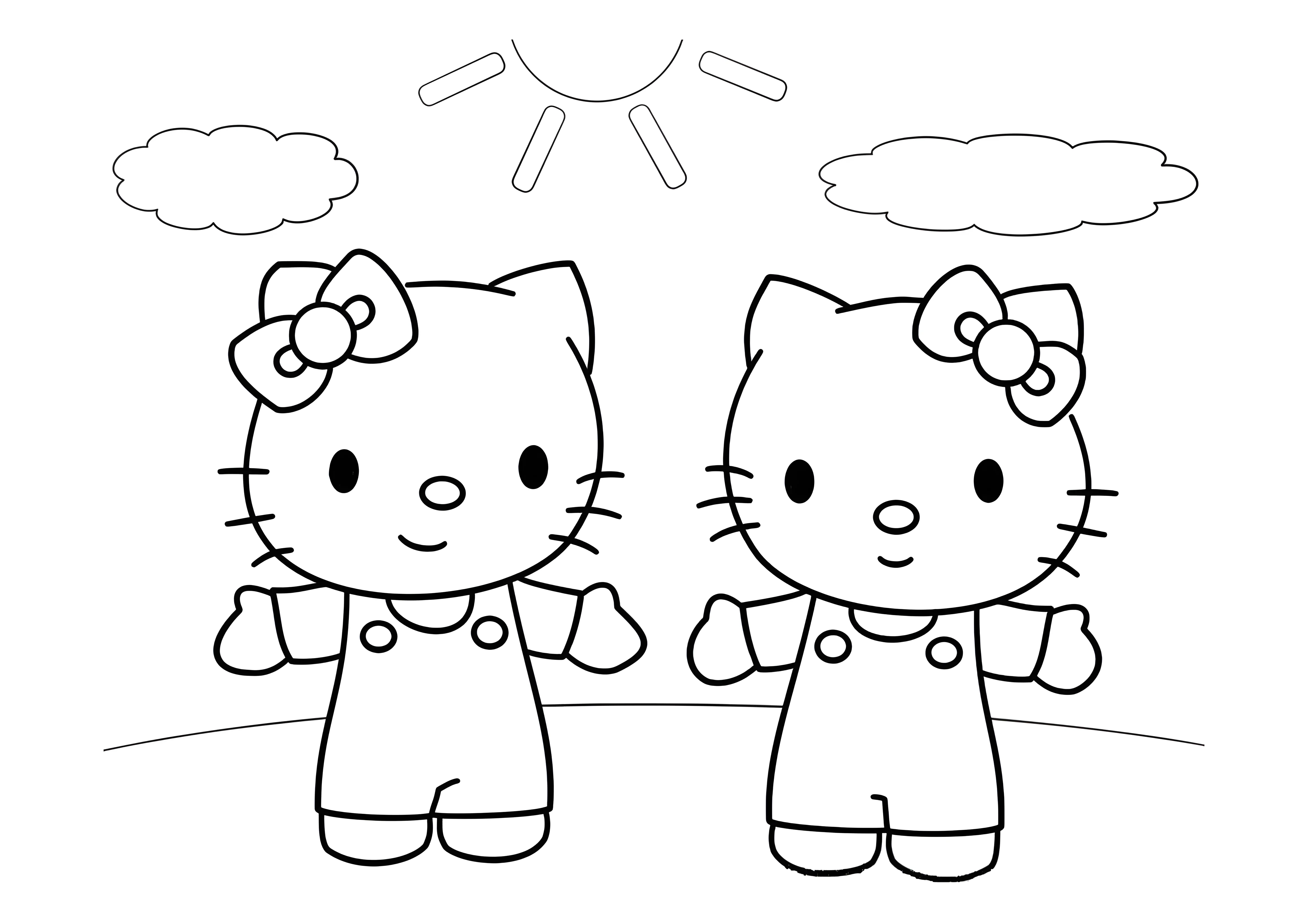 Веселые котятки №2032. Раскраски из мультиков. Хелло Китти (Hello Kitty).