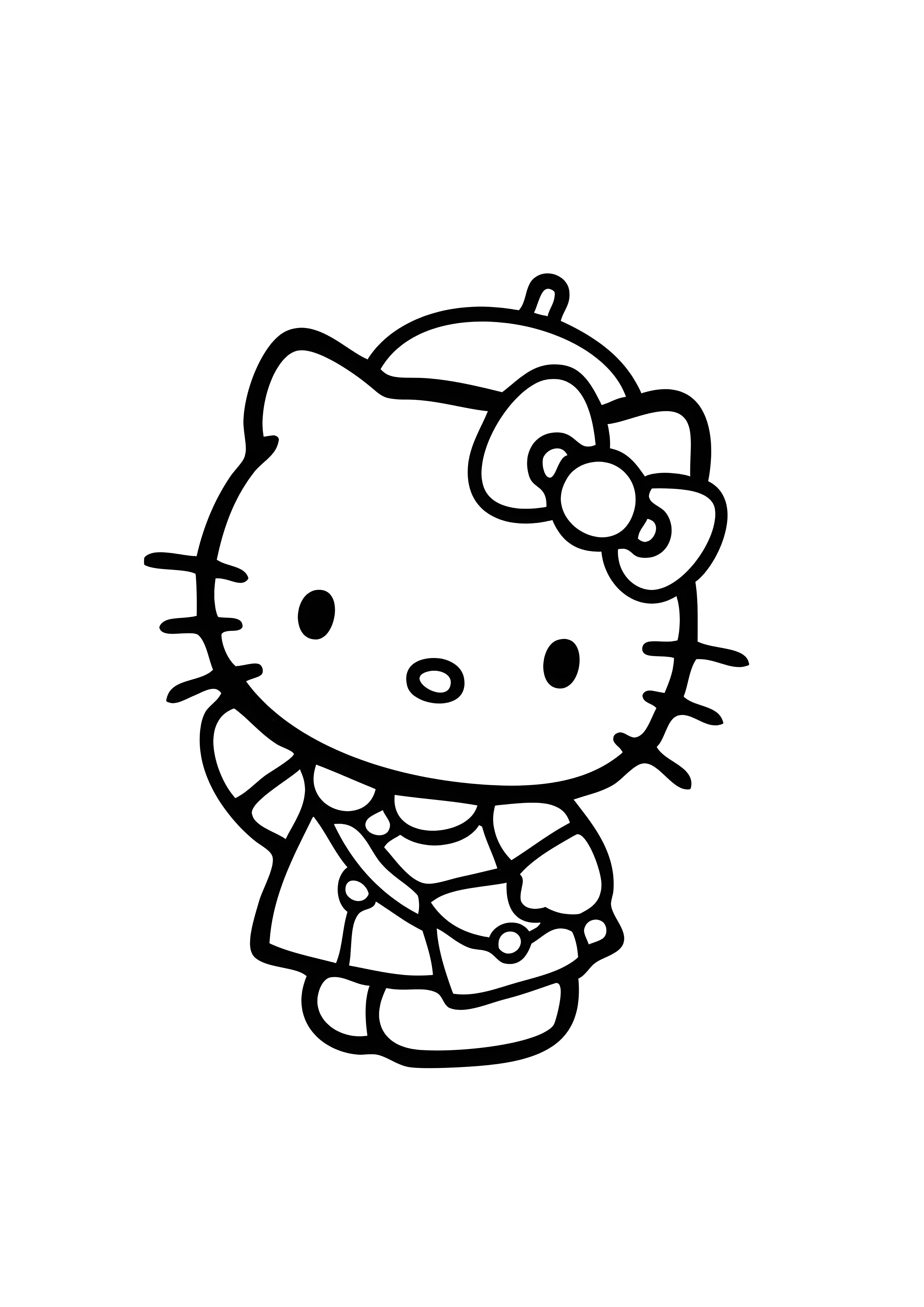 Кошечка в берете, раскраска Хелло Китти (Hello Kitty №2049. Раскраски из мультиков. Хелло Китти (Hello Kitty).