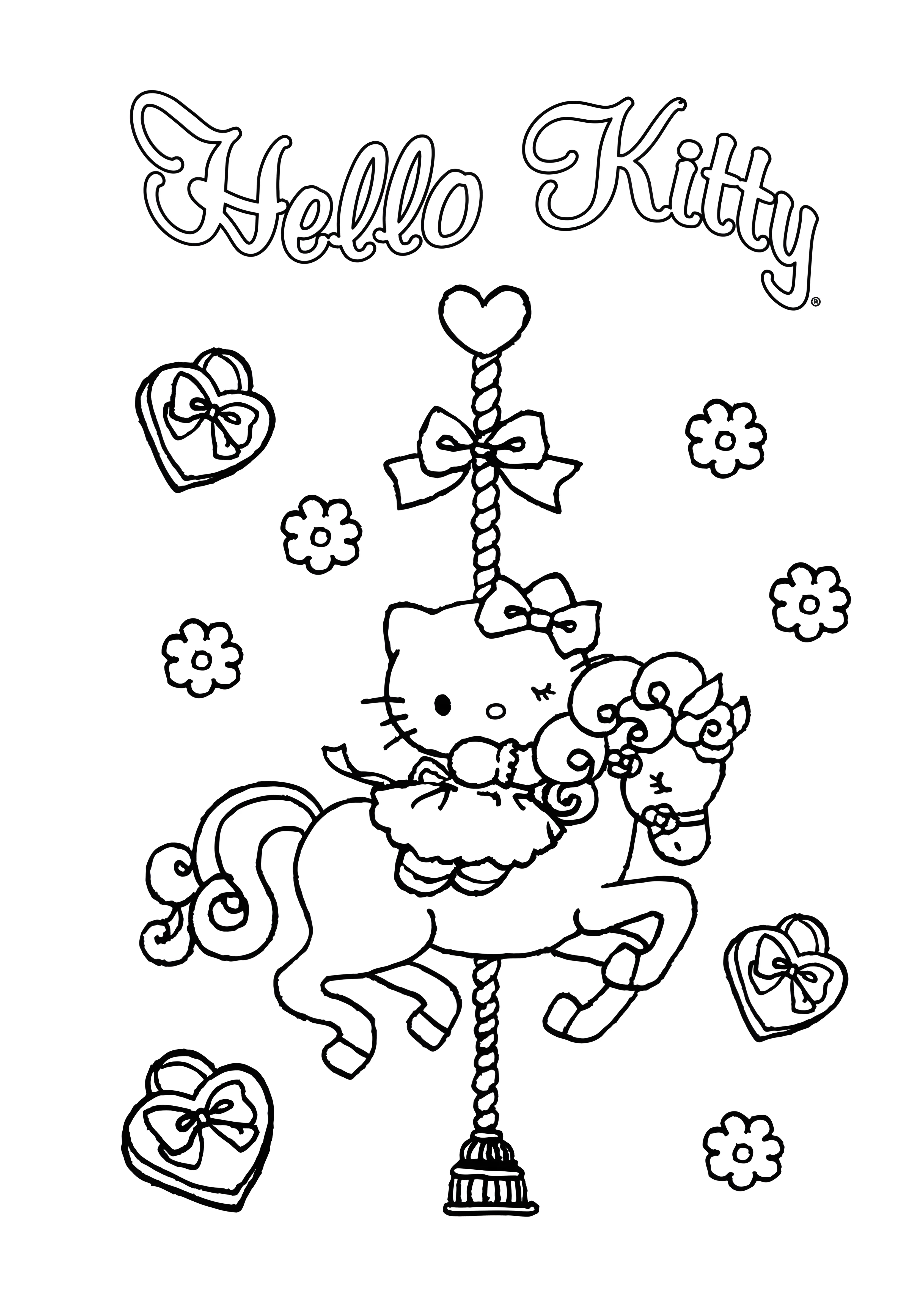 На карусели №2012. Раскраски из мультиков. Хелло Китти (Hello Kitty).