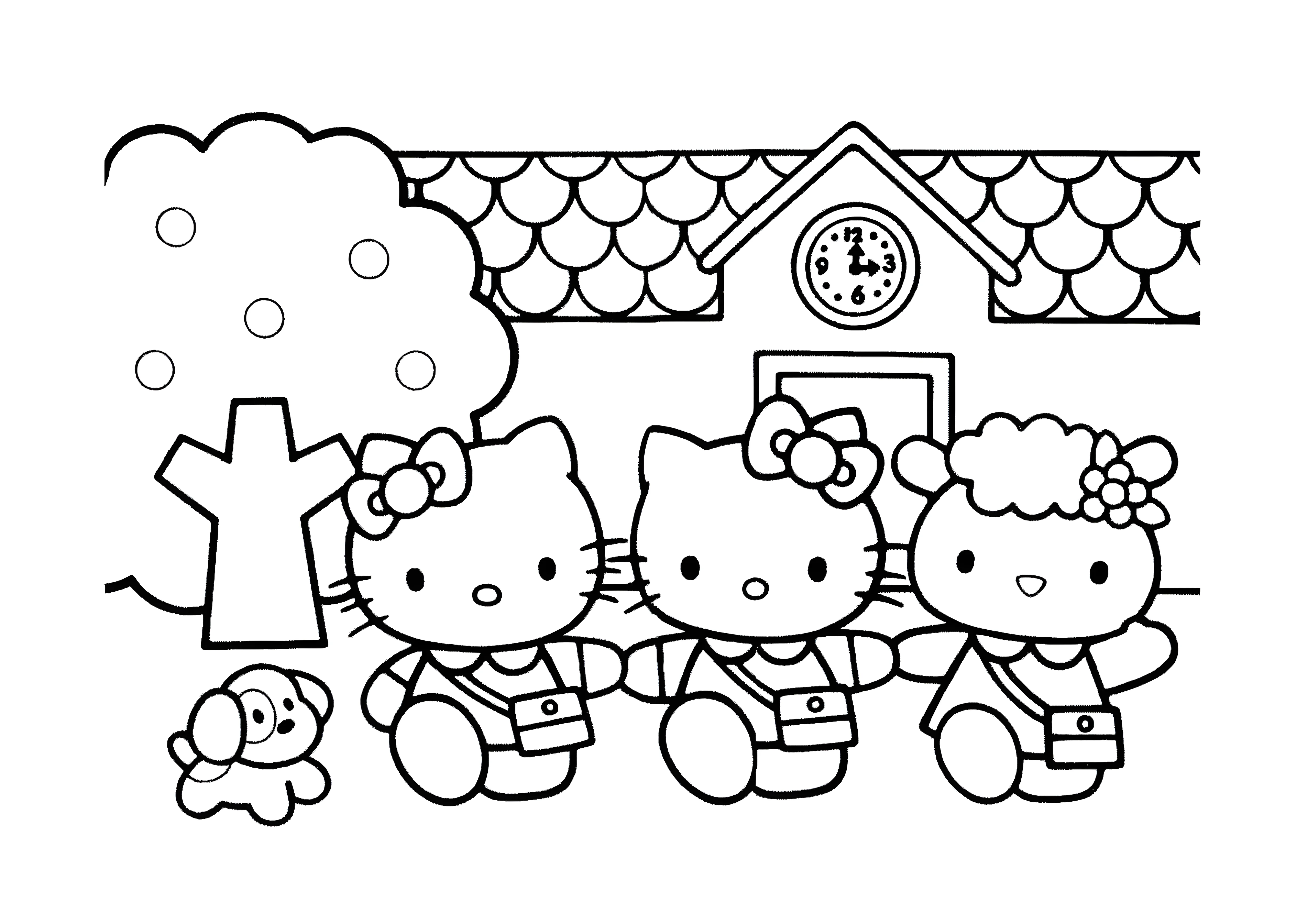 Подружки на вокзале №2105. Раскраски из мультиков. Хелло Китти (Hello Kitty).