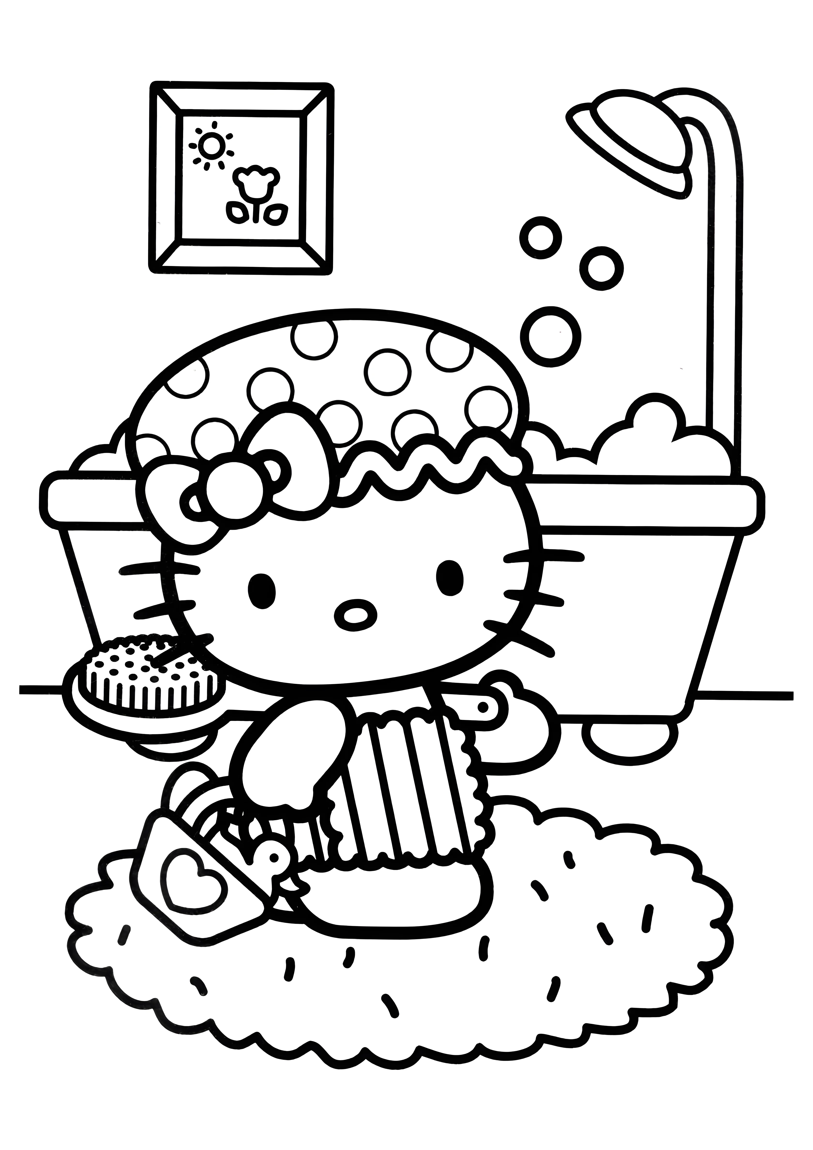 После душа №2054. Раскраски из мультиков. Хелло Китти (Hello Kitty).