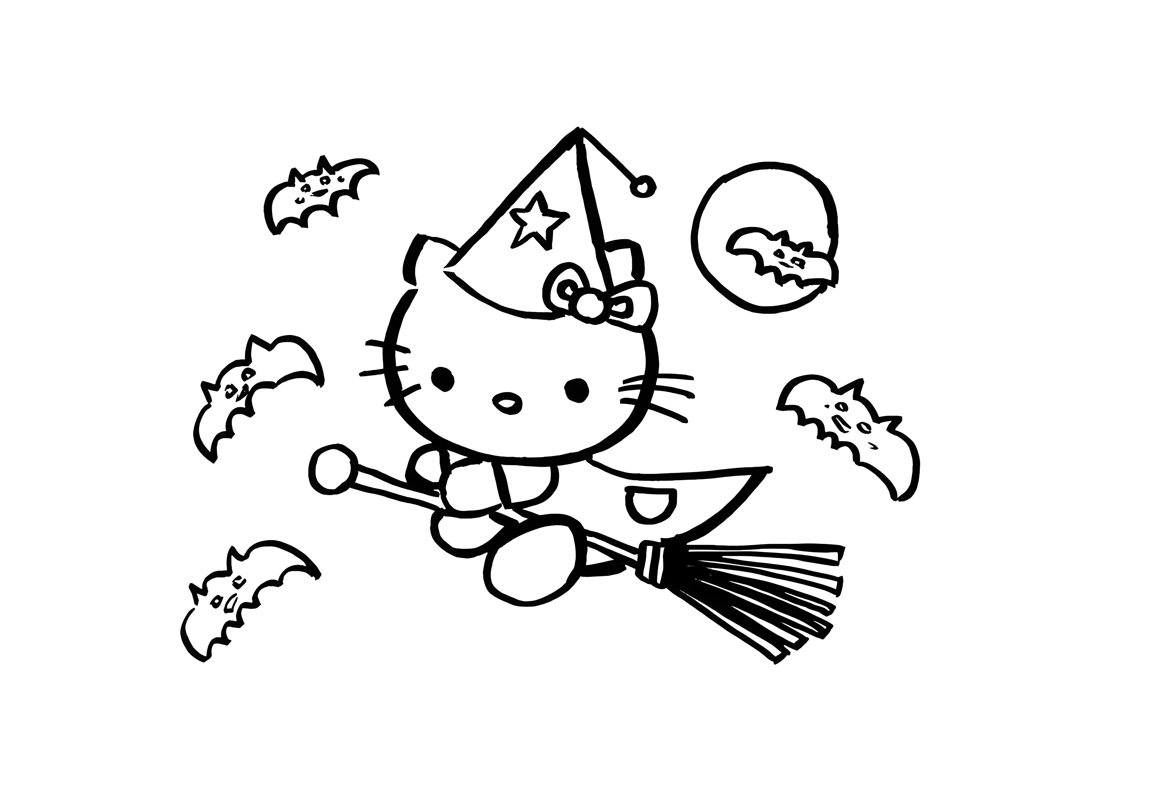 Празднование Хеллоуина №2038. Раскраски из мультиков. Хелло Китти (Hello Kitty).