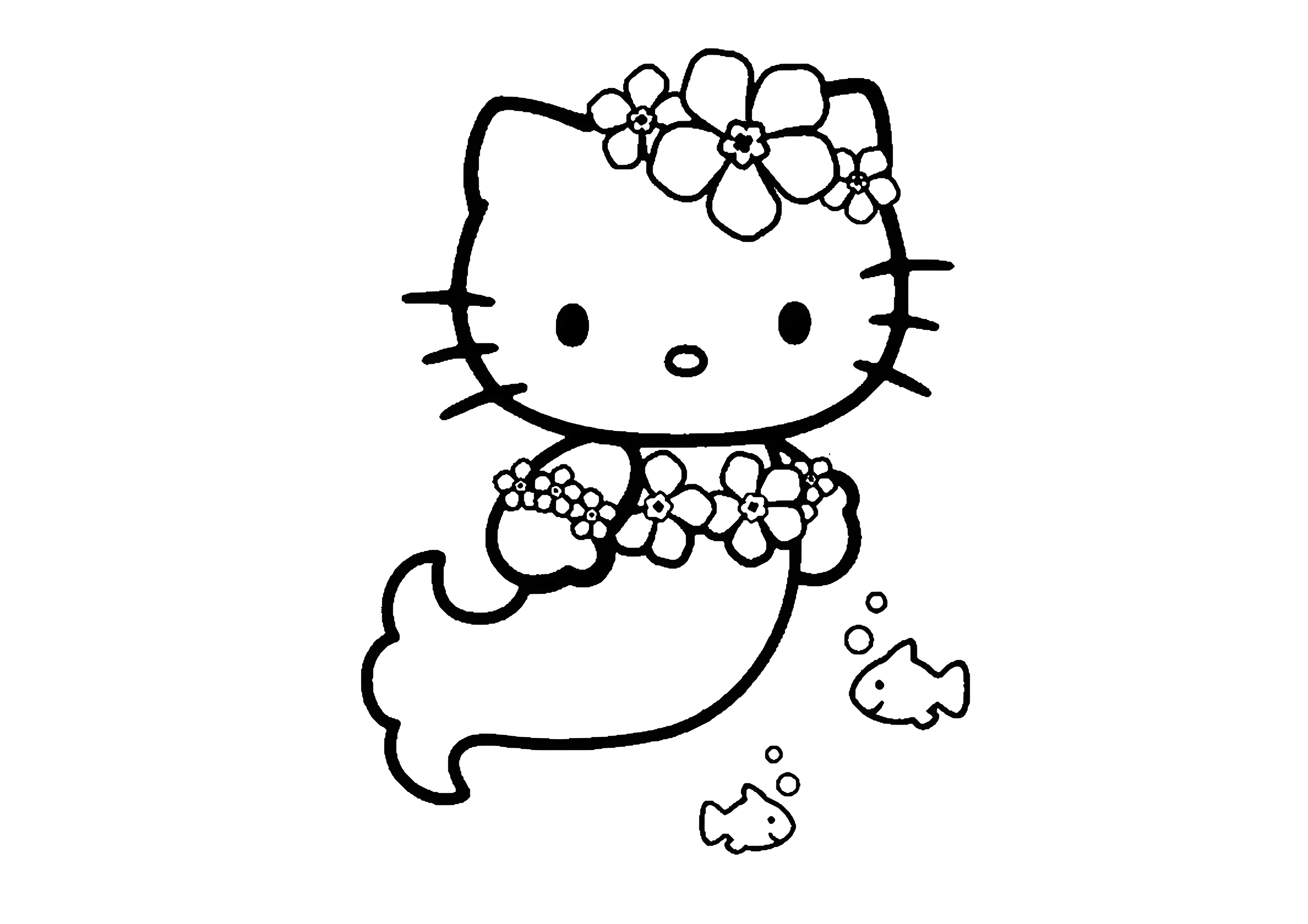 Прекрасная русалочка, Хелло Китти (Hello Kitty №2027. Раскраски из мультиков. Хелло Китти (Hello Kitty).