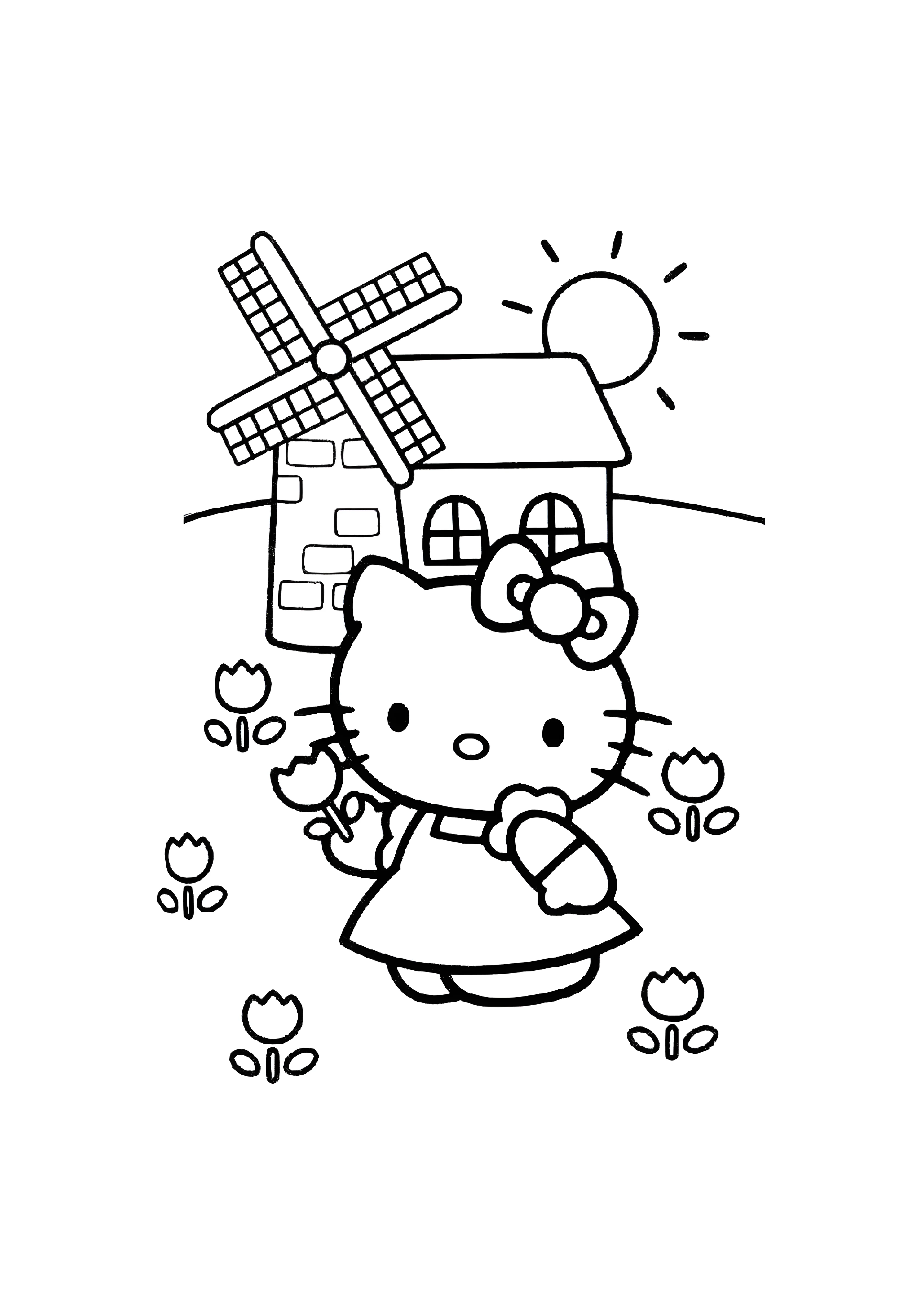 Прекрасные тюльпаны №2081. Раскраски из мультиков. Хелло Китти (Hello Kitty).