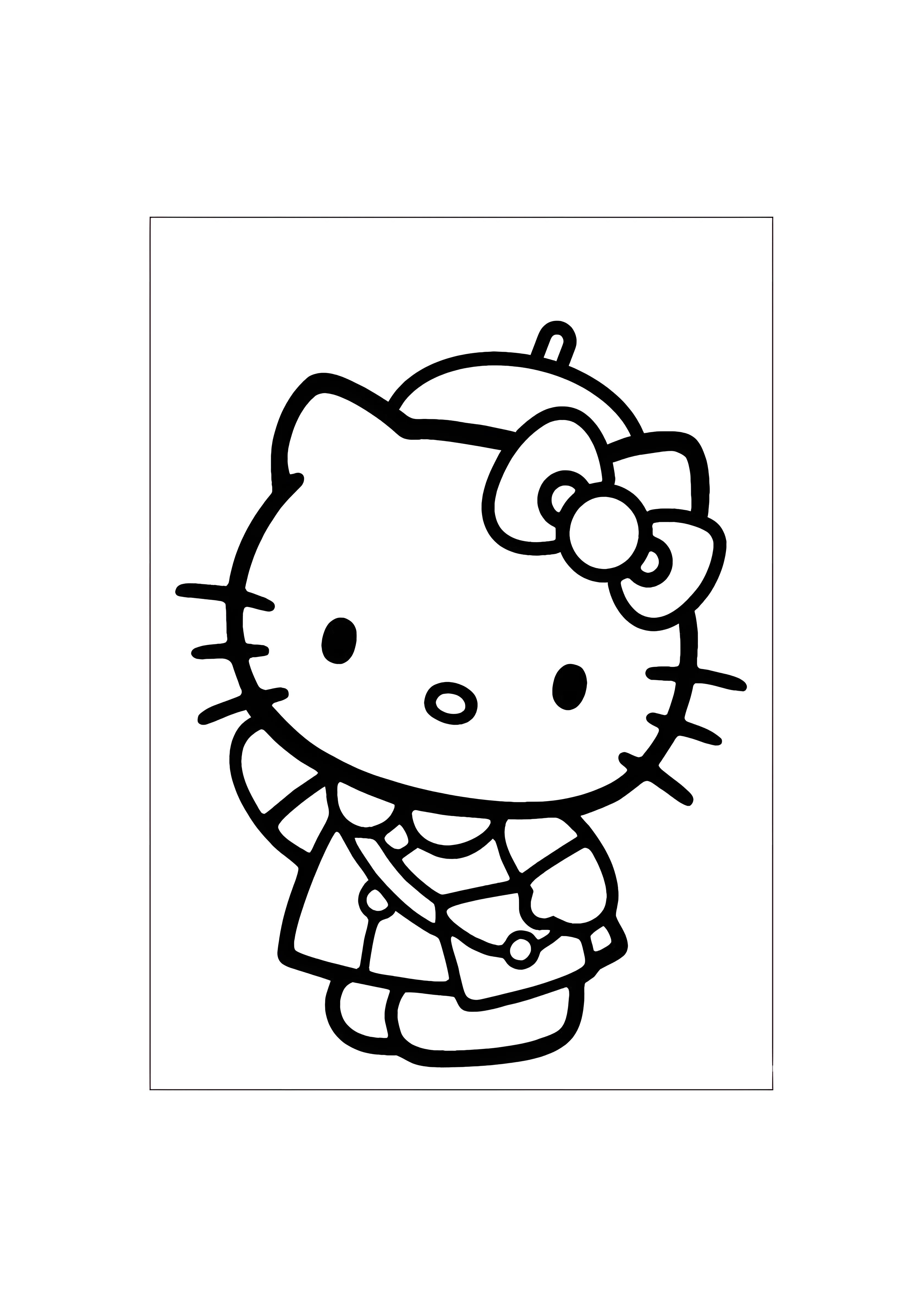 Приветливая кошечка №2055. Раскраски из мультиков. Хелло Китти (Hello Kitty).