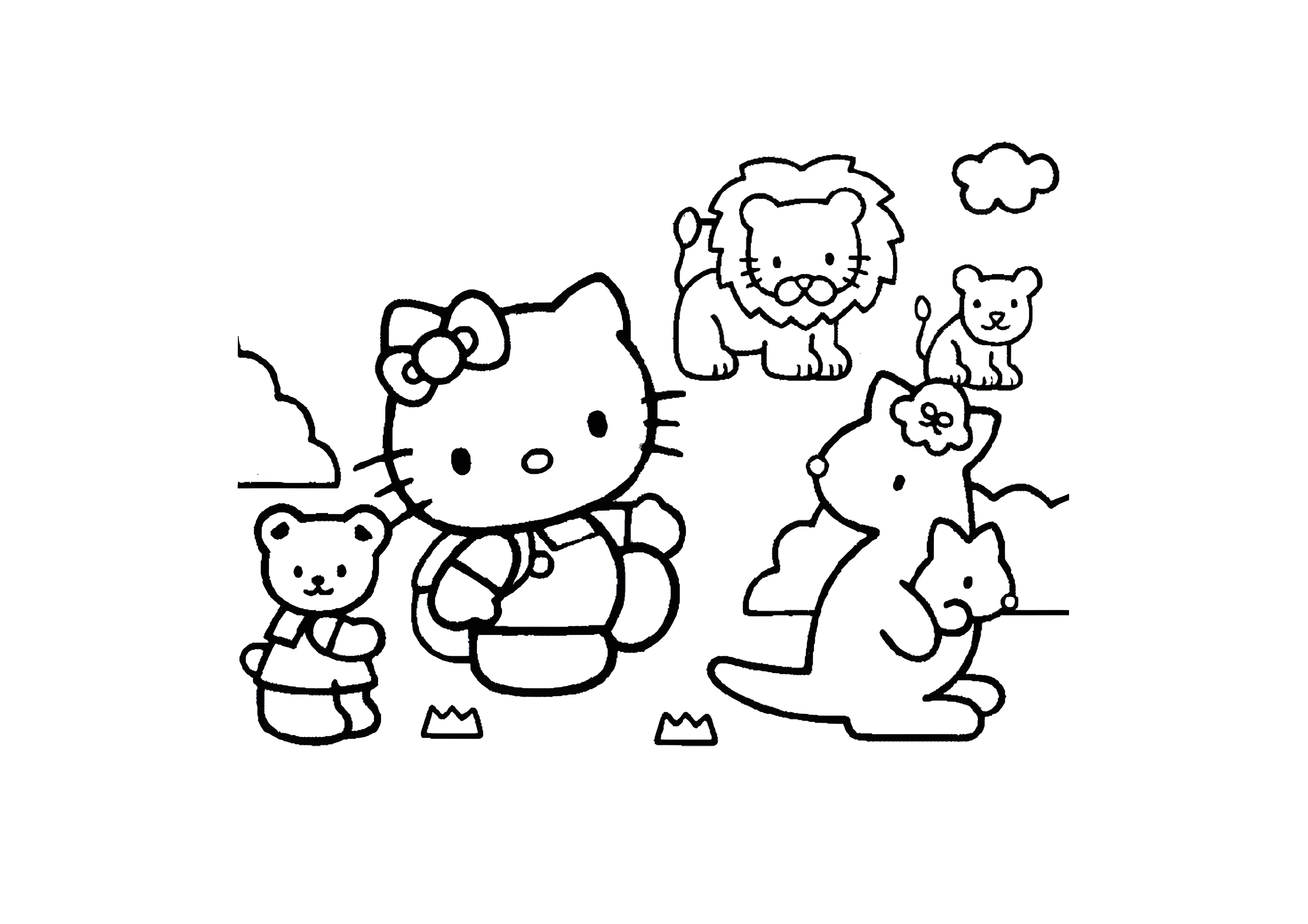 Прогулка в парке, Хелло Китти №2062. Раскраски из мультиков. Хелло Китти (Hello Kitty).